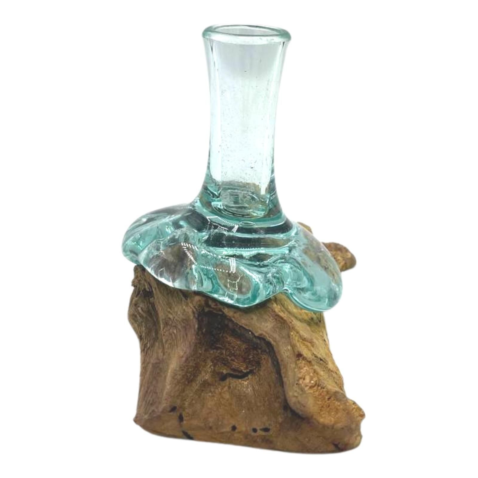 Small Fused Glass and Wood Planter