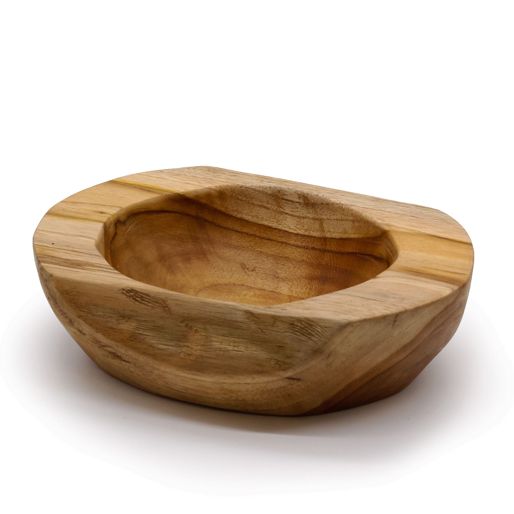 Taça grande de madeira de teca com forma natural