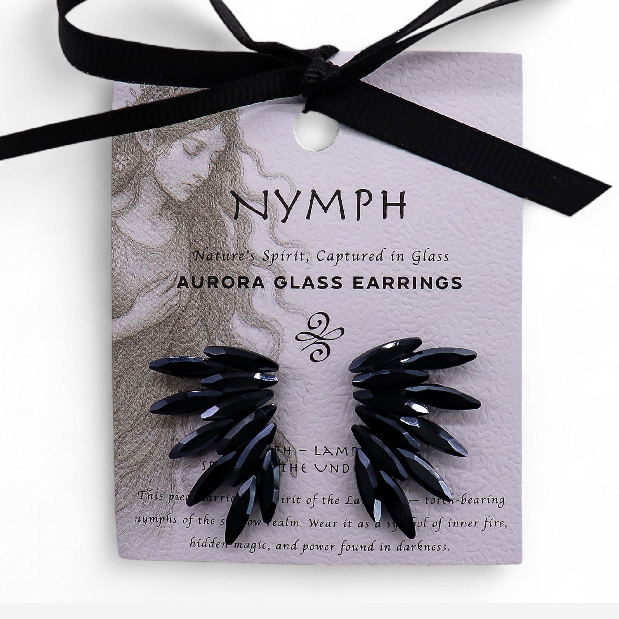 Brincos de Cristal Vintage - Fadas - Preto Azabache