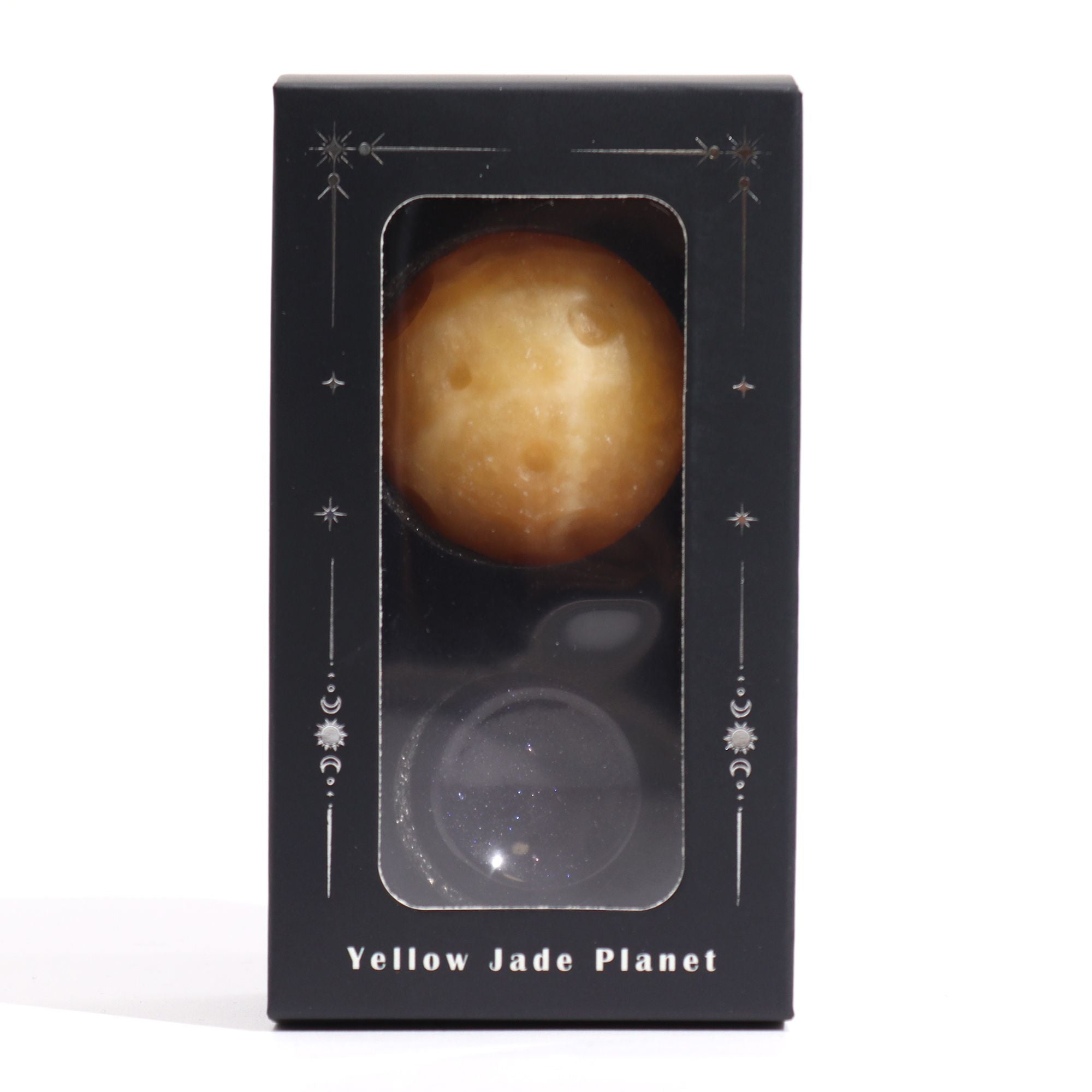 Planeta Jade Amarelo com Suporte Solar Saturno (40mm)