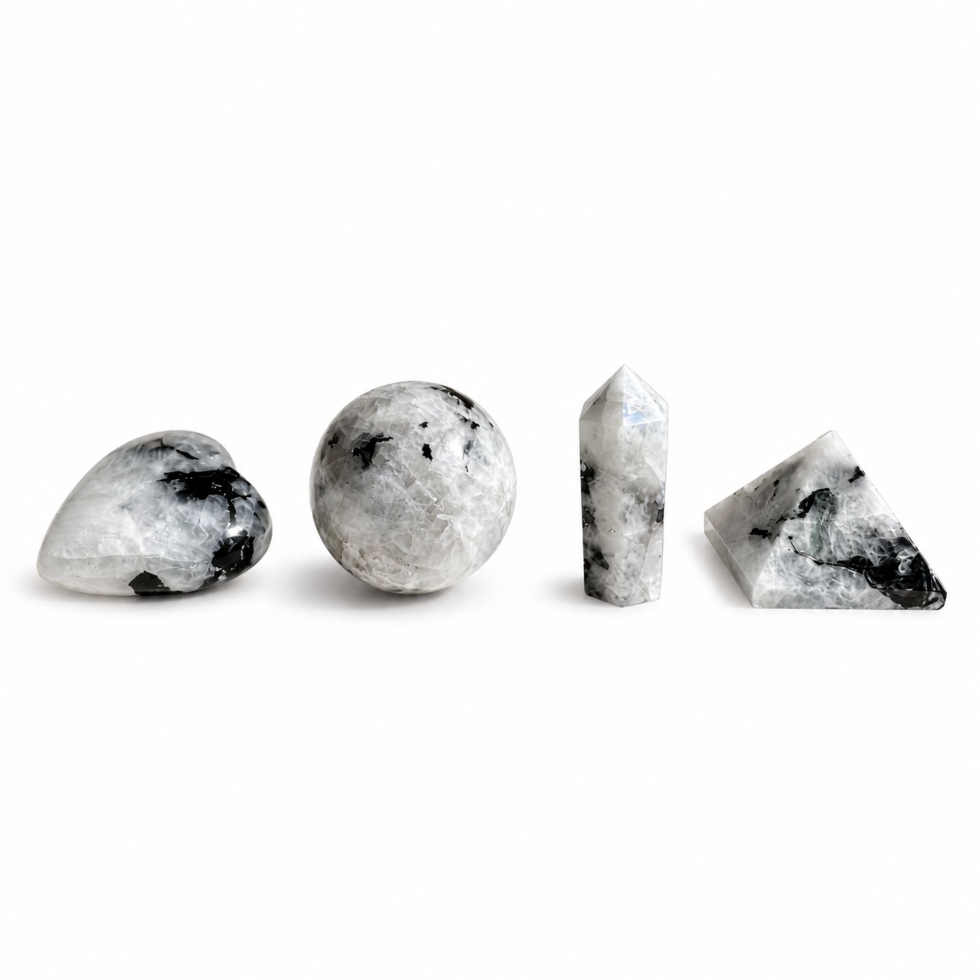 Cuatro Formas en Piedra Preciosa – Piedra Luna Arcoíris