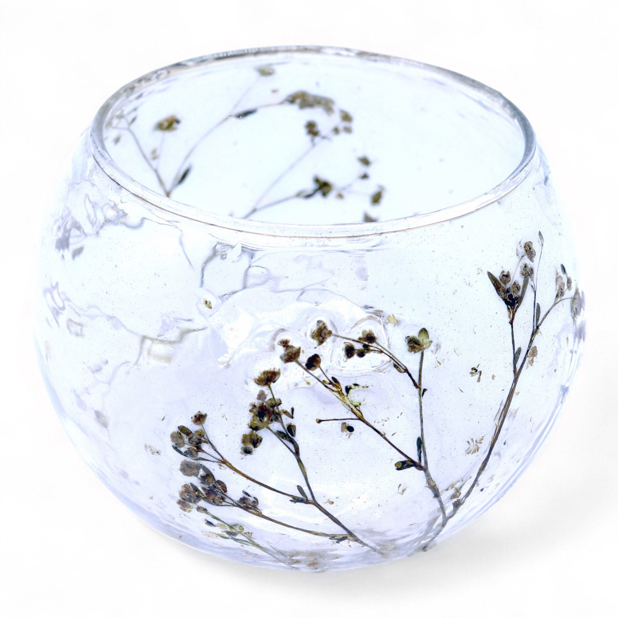 Castiçal de Vidro Floral Natural Taça Margarita 8 x 10 cm