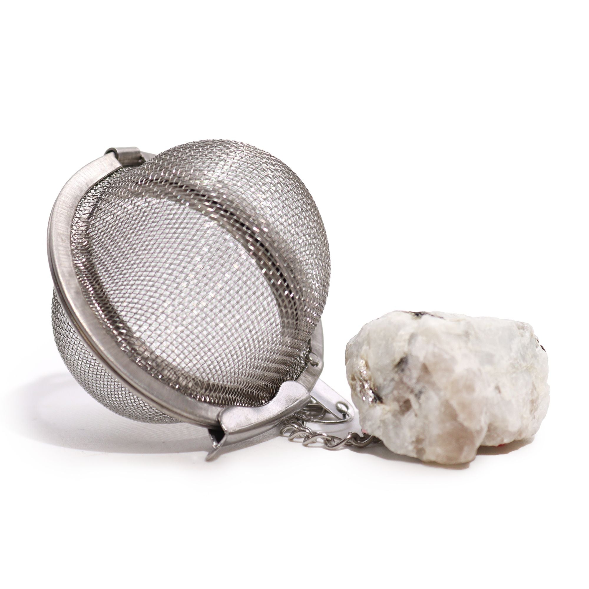 Infusor de Chá com Pedra Natural em Cristal Bruto – Pedra da Lua Arco-Íris