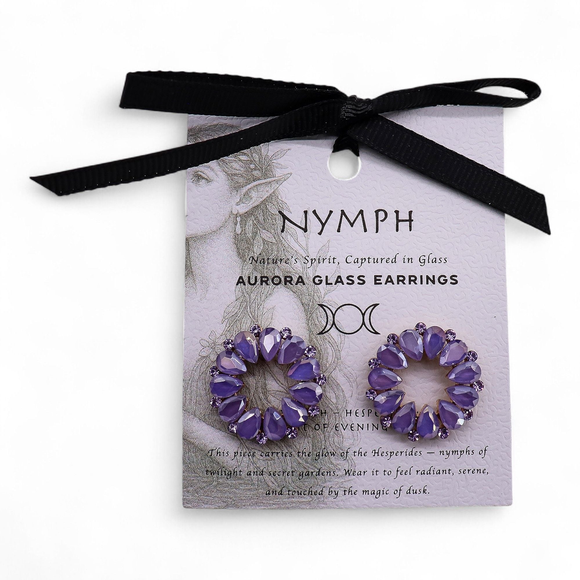 Pendientes de cristal vintage - Aro - Lavanda