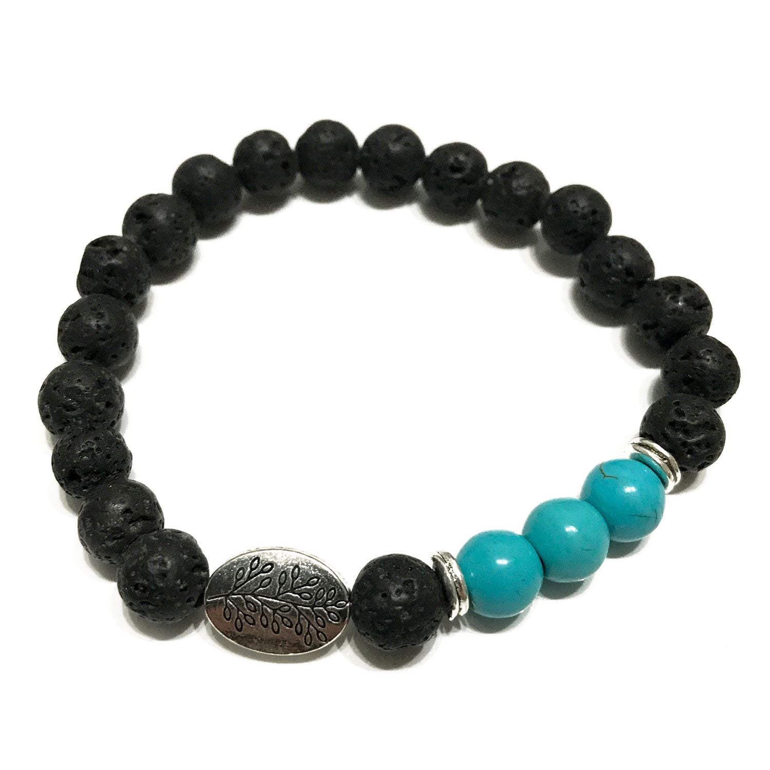 Lava Stone Bracelet – Leaf – Turquoise