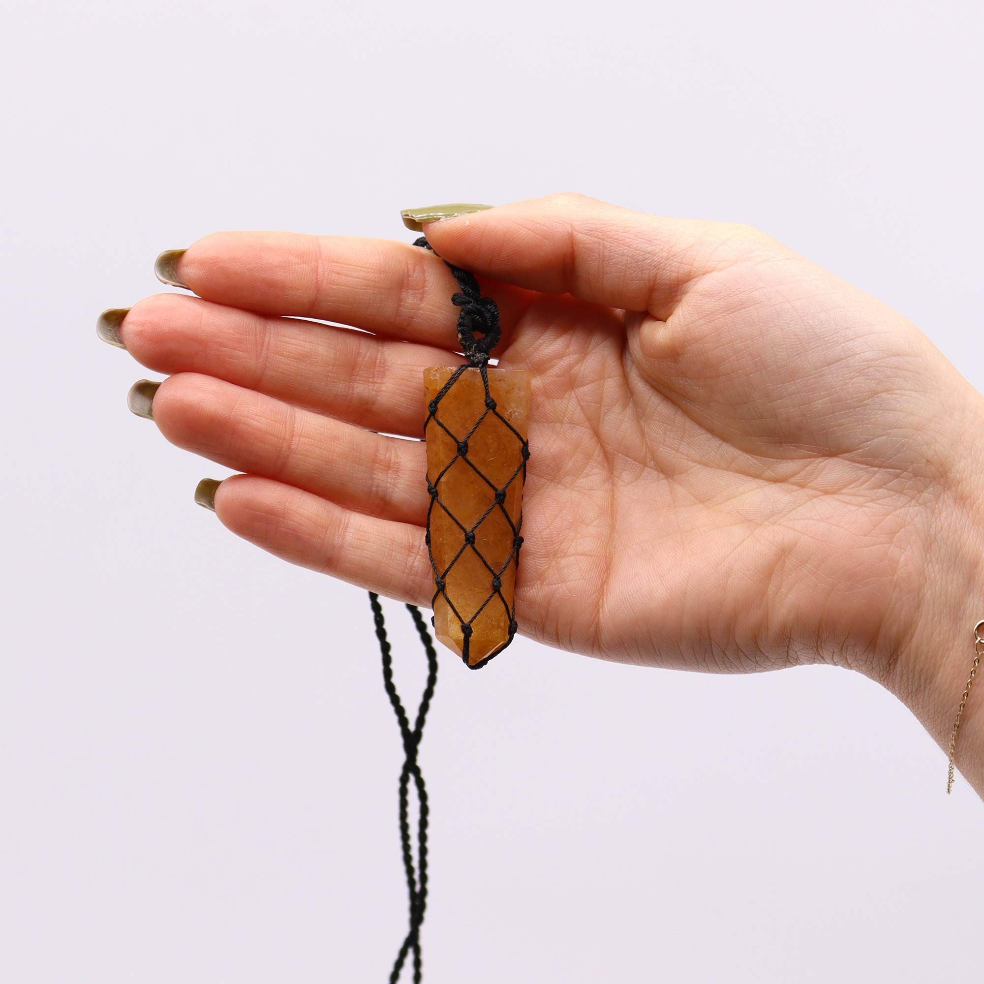 Pendente de Ponta Plana com Pedras Preciosas Entrelaçadas - Quartzo Dourado