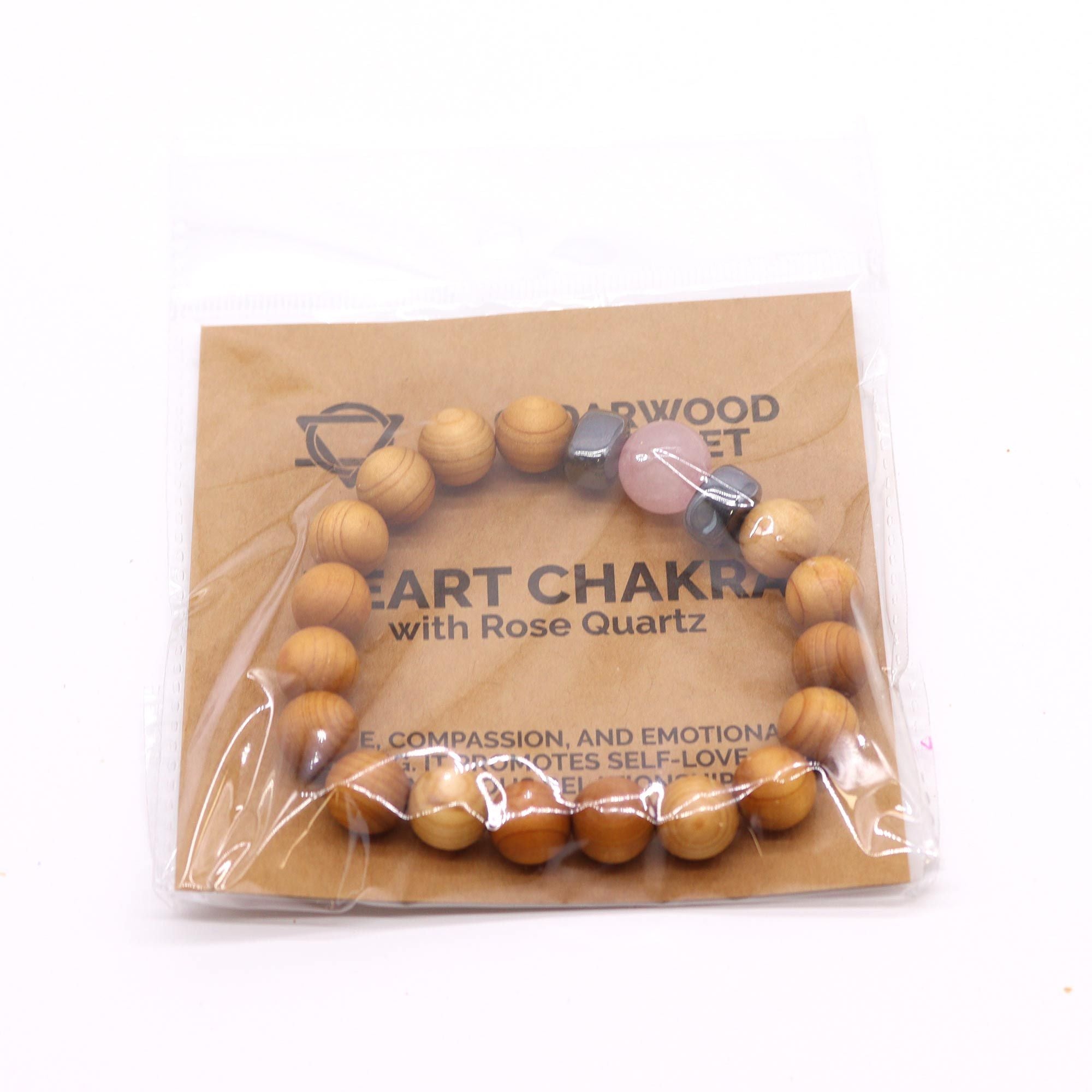 Cedar Bracelet – Heart Chakra – Rose Quartz