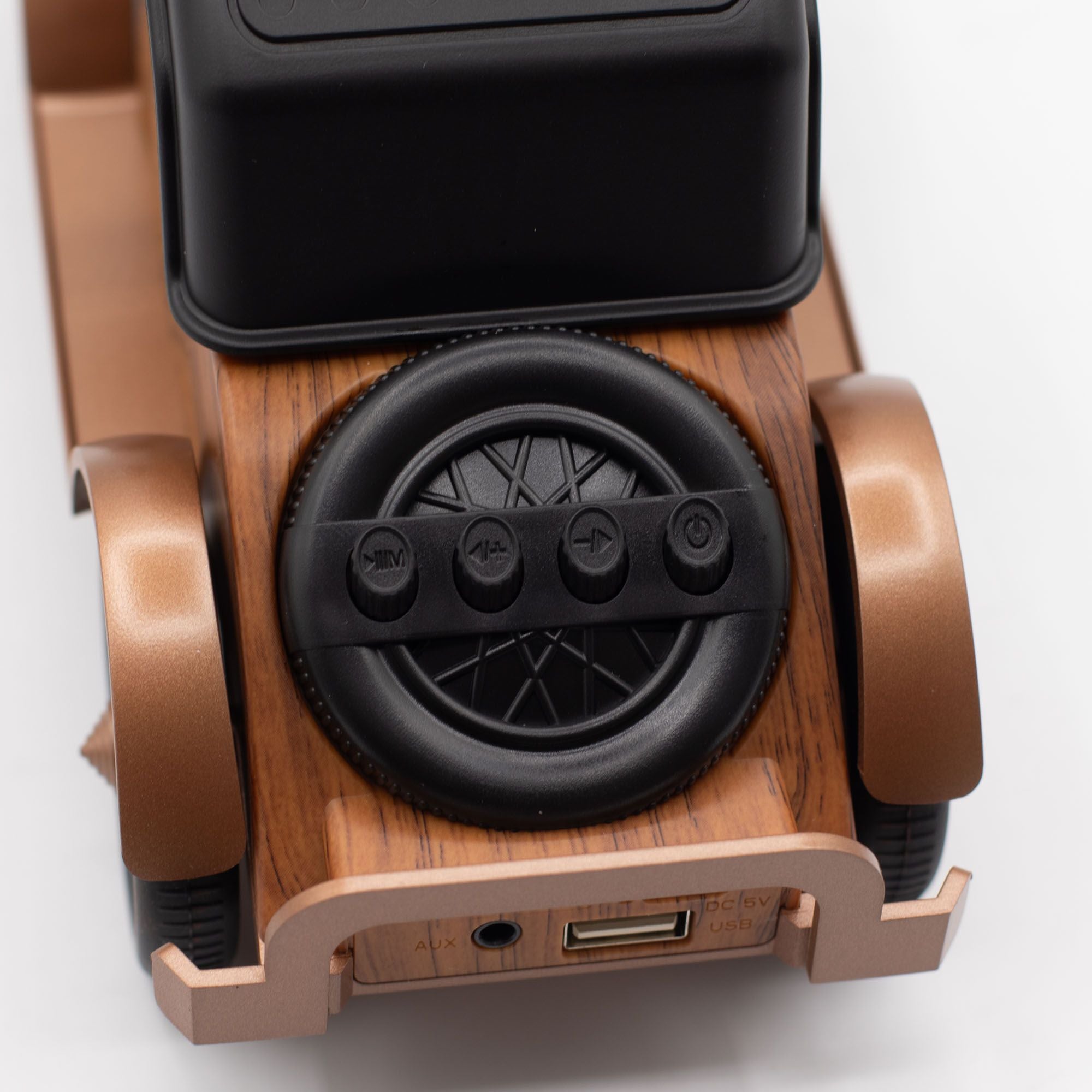 Coluna de Som Retro para Carro com Suporte de Telemóvel Bluetooth