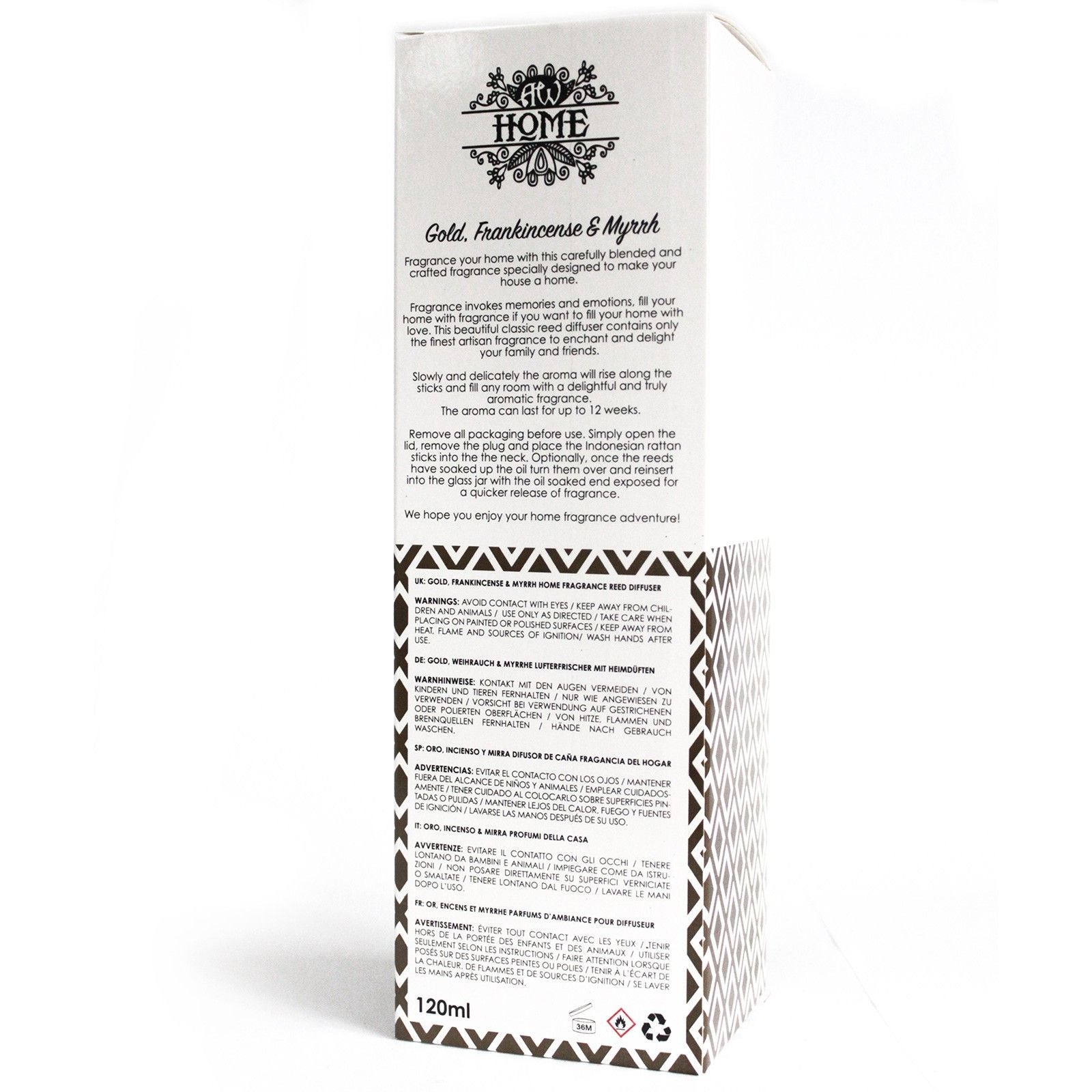 Difusor Aromático 120 ml - Ouro, Incenso e Mirra