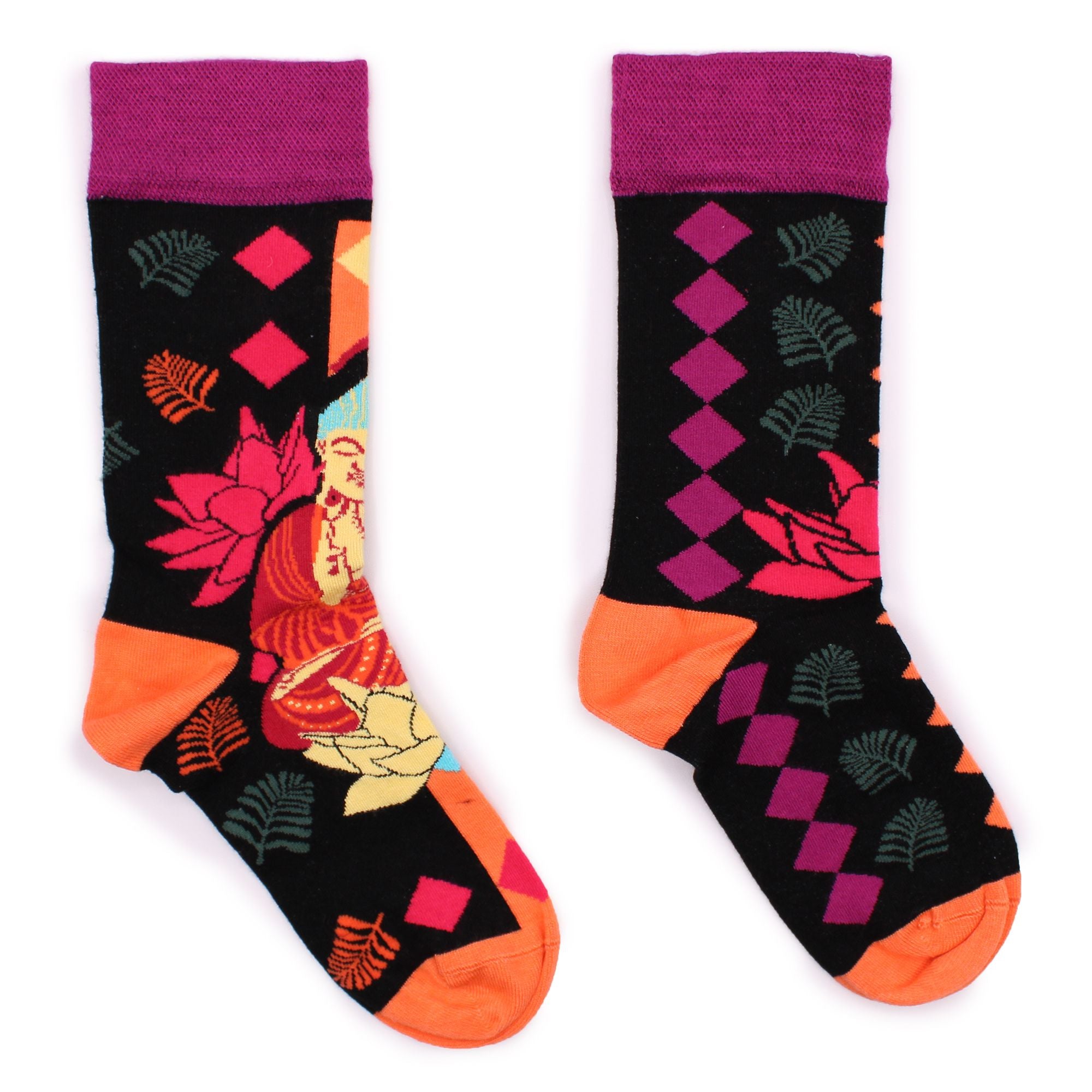 Meias de bambu Hop Hare S/M - Buda Rosa e Lótus