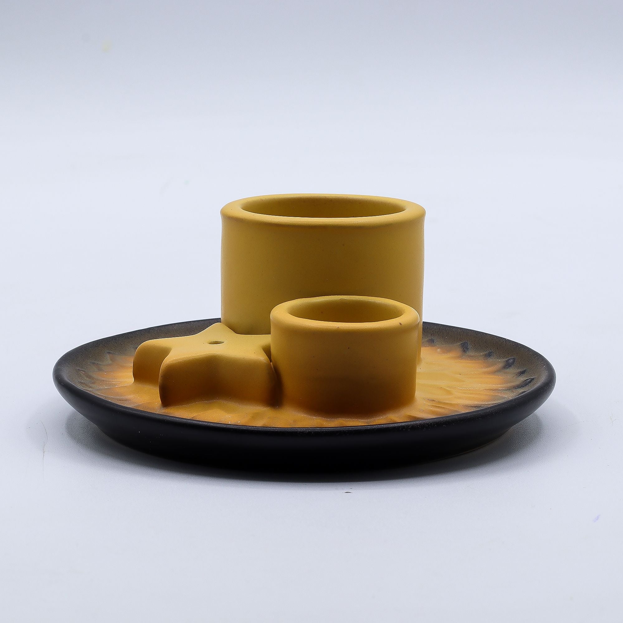 Suporte Cerâmico para Pau Santo e Incenso Mandala Areia e Cinzento