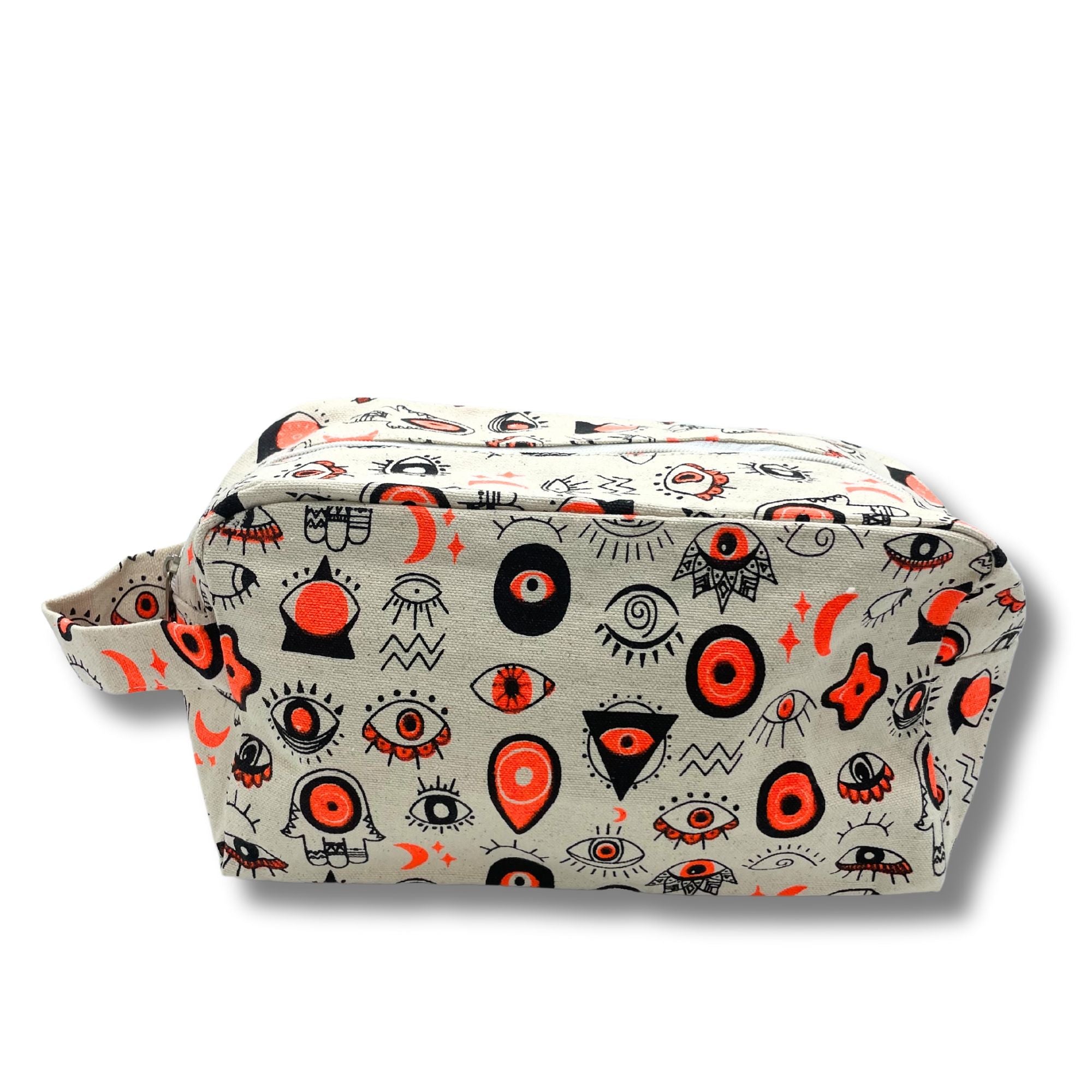 Necessaire média de lona de algodão com padrão de olhos