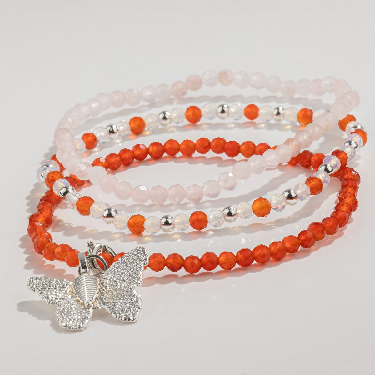 Set of 3 Nymph Spirit Bracelets with Natural Stones - Love and Flame