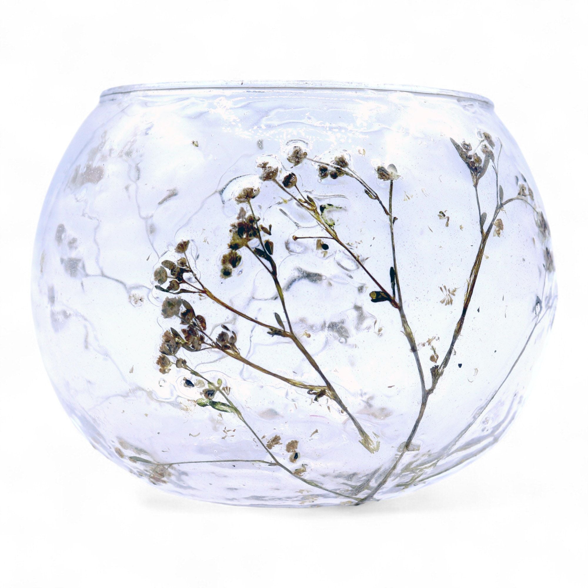 Castiçal de Vidro Floral Natural Taça Margarita 8 x 10 cm