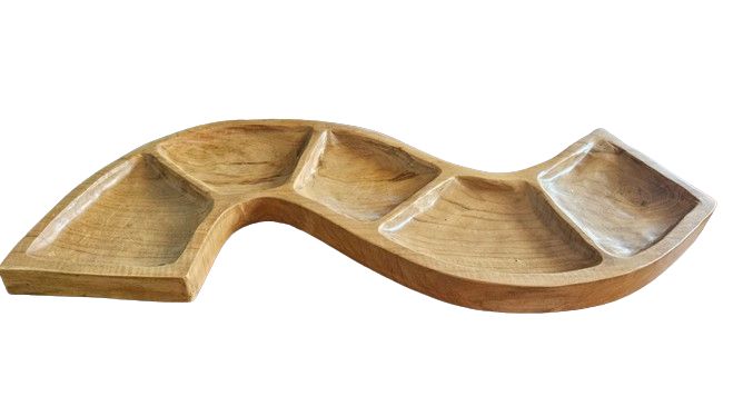 Taça de madeira de teca – Forma de serpente