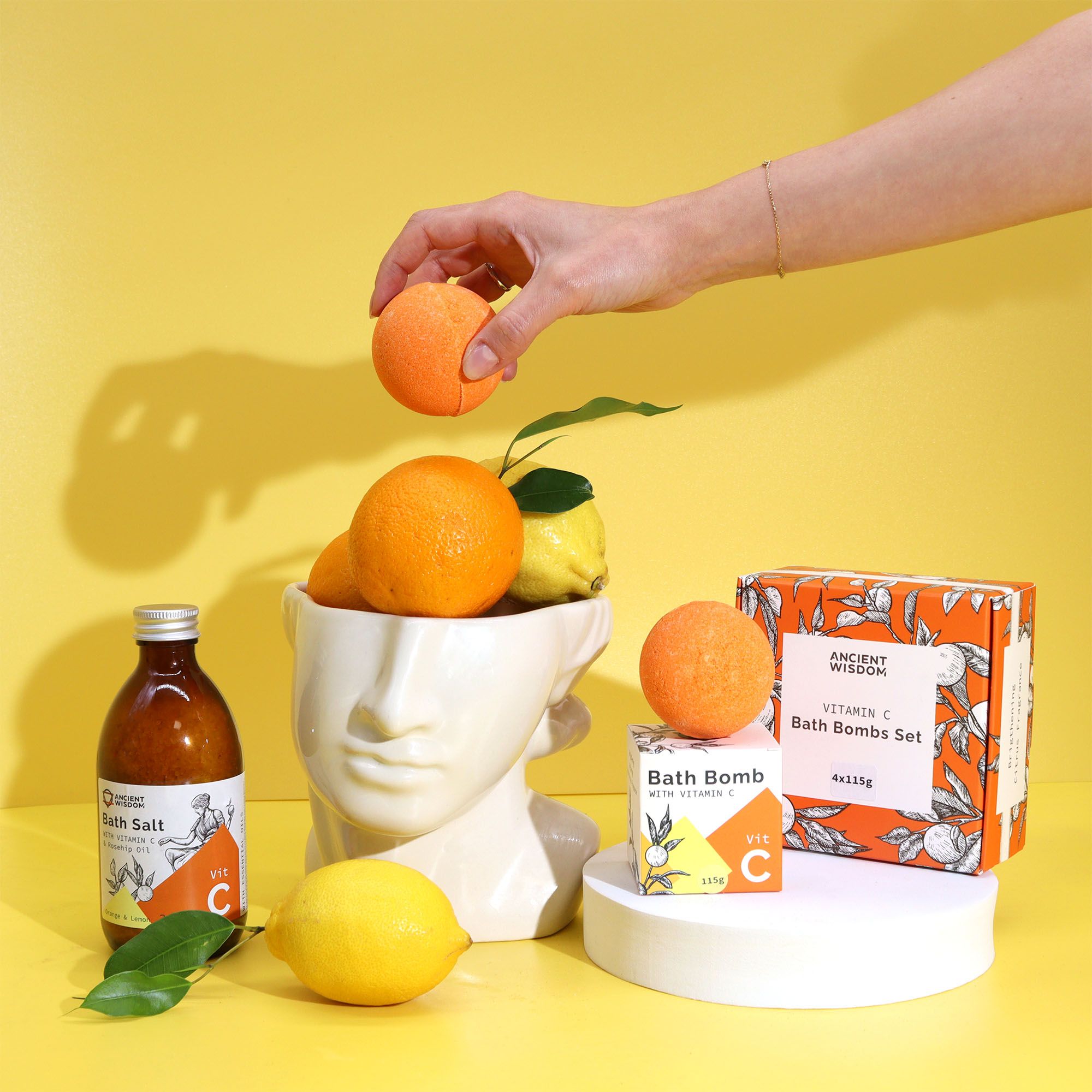 Set de 4 Bombas de Banho de Vitamina C - Aromaterapia
