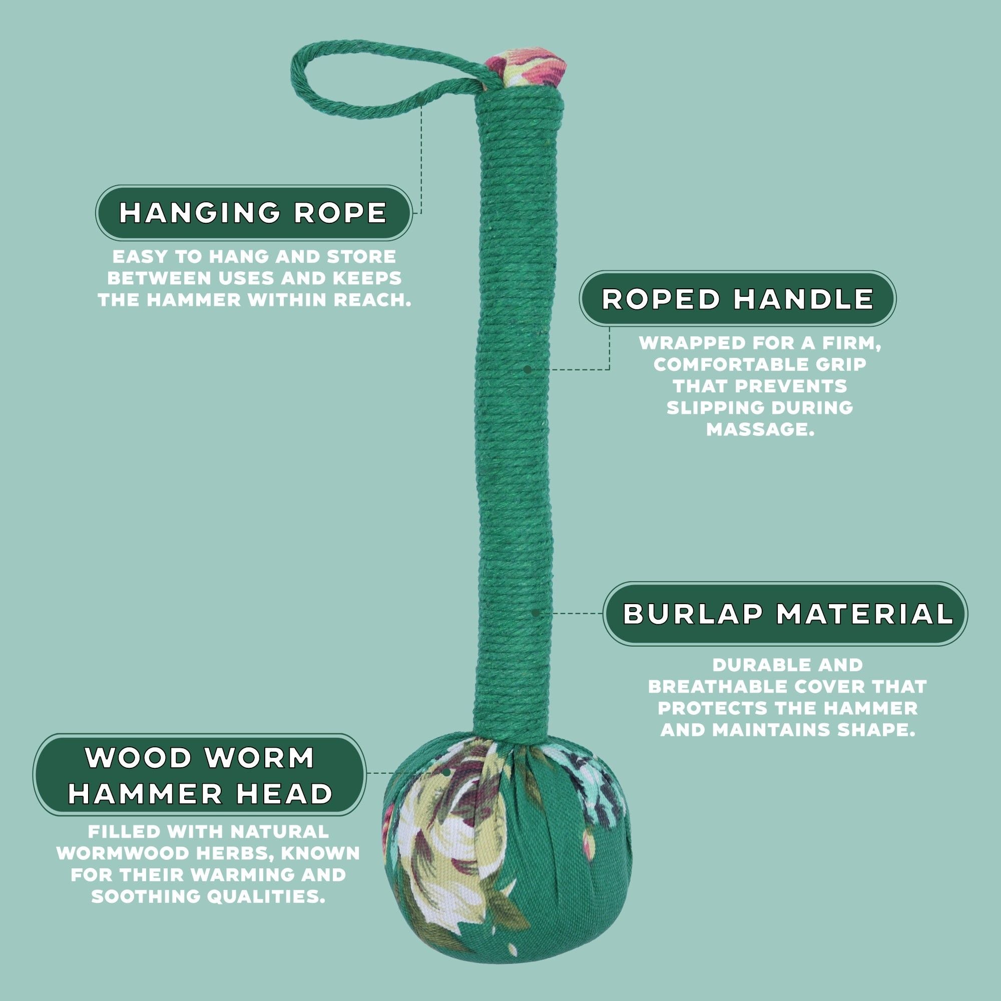 Martelo de Massagem com Artemísia – Verde