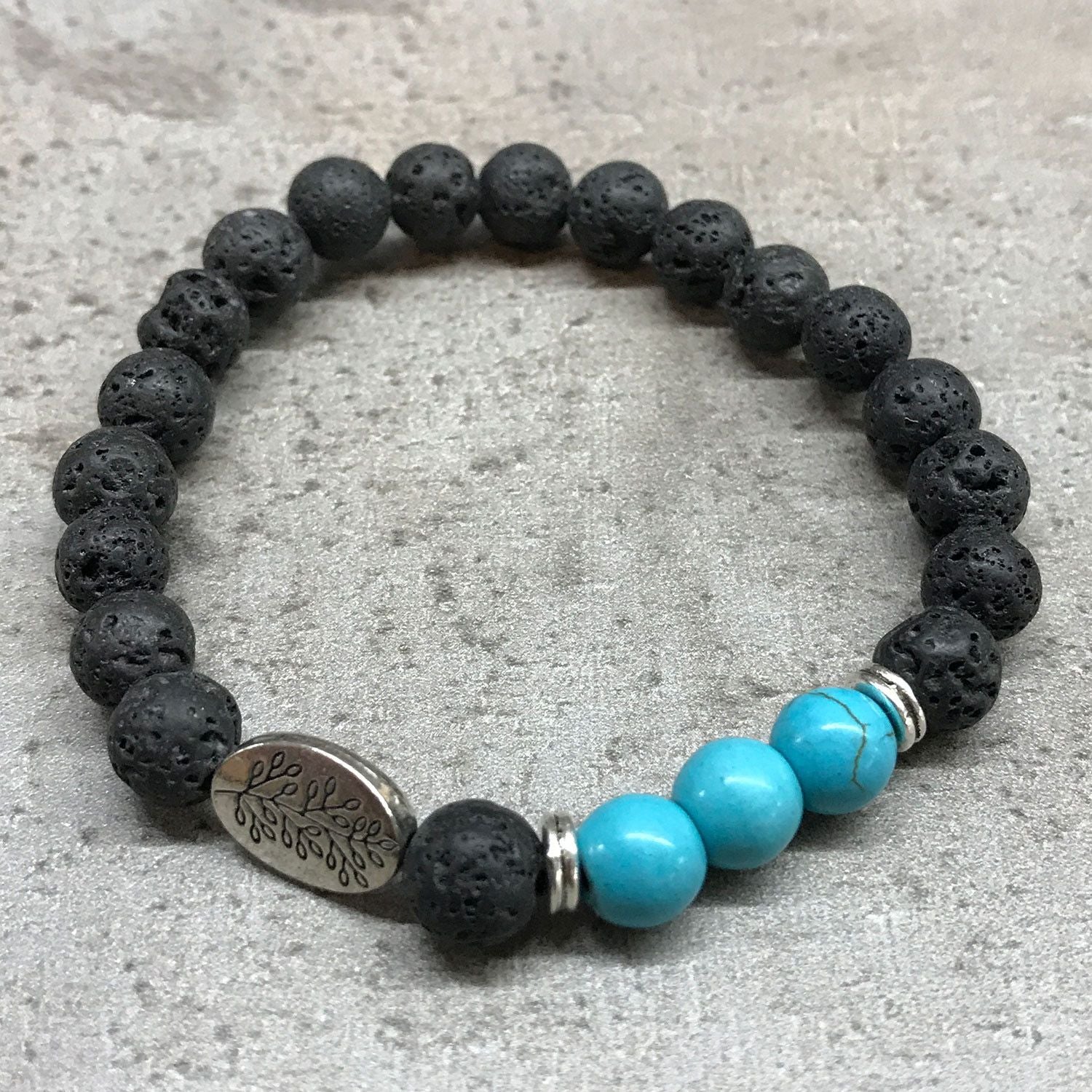 Lava Stone Bracelet – Leaf – Turquoise