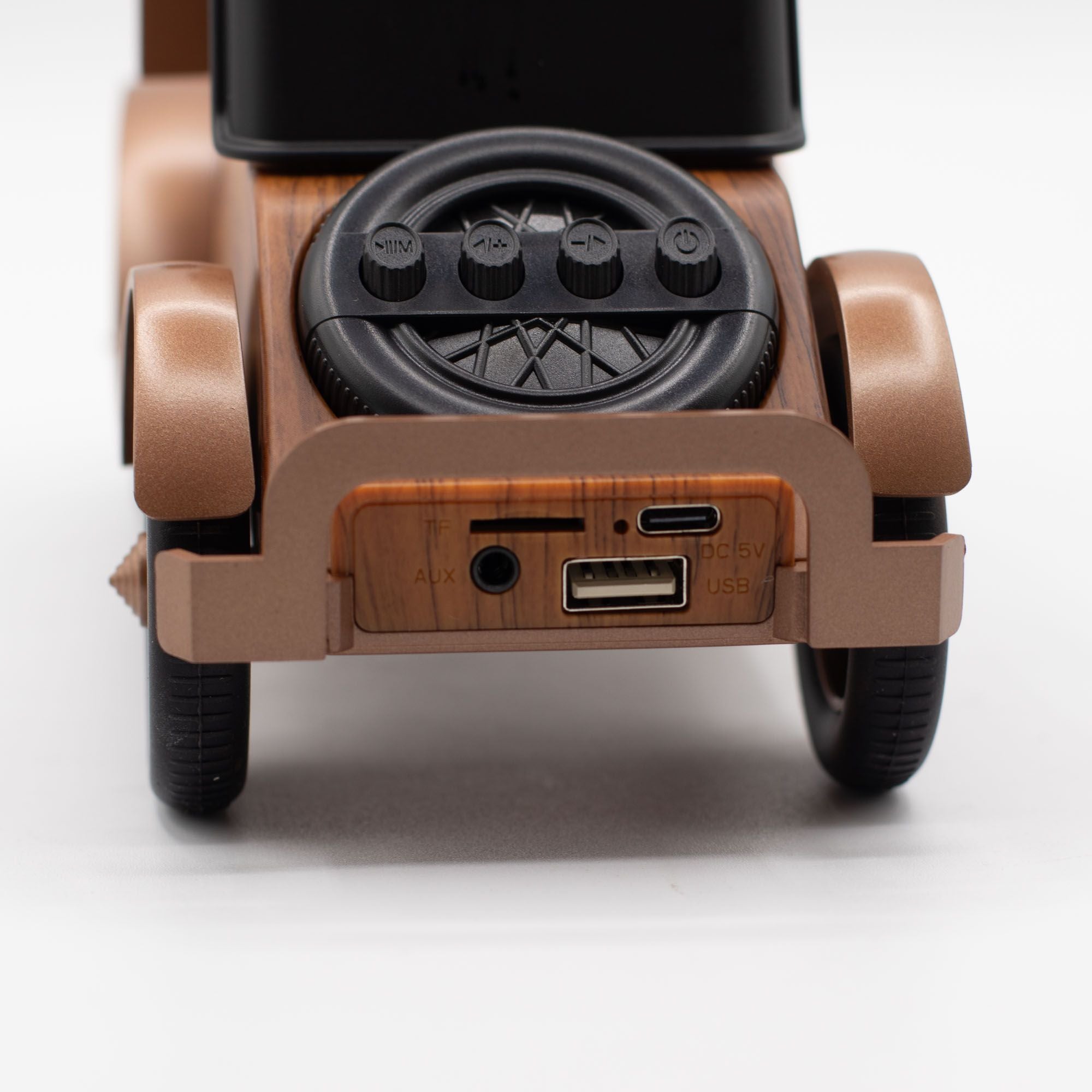 Coluna de Som Retro para Carro com Suporte de Telemóvel Bluetooth