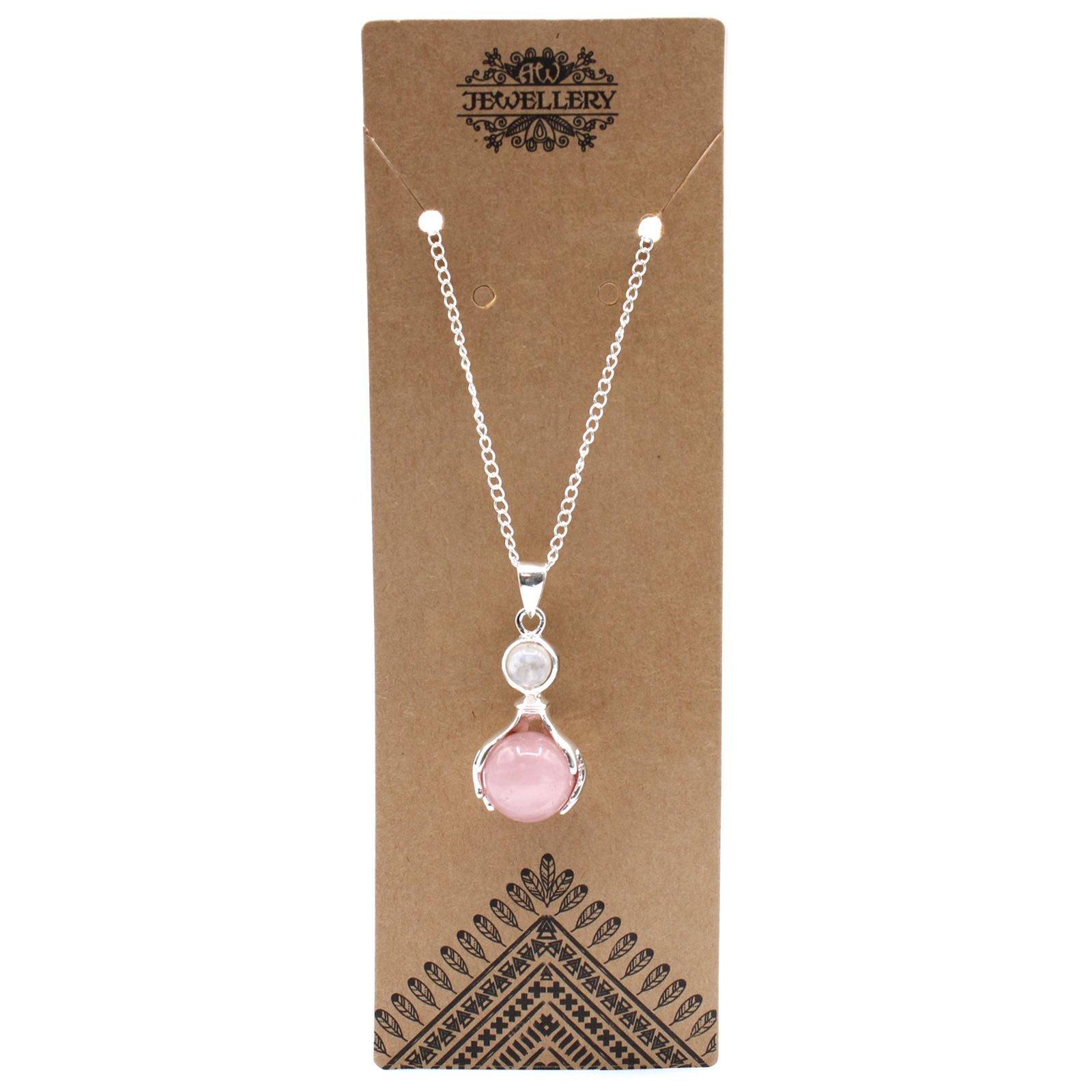 Pendente Mãos Curativas de Pedra Preciosa - Quartzo Rosa