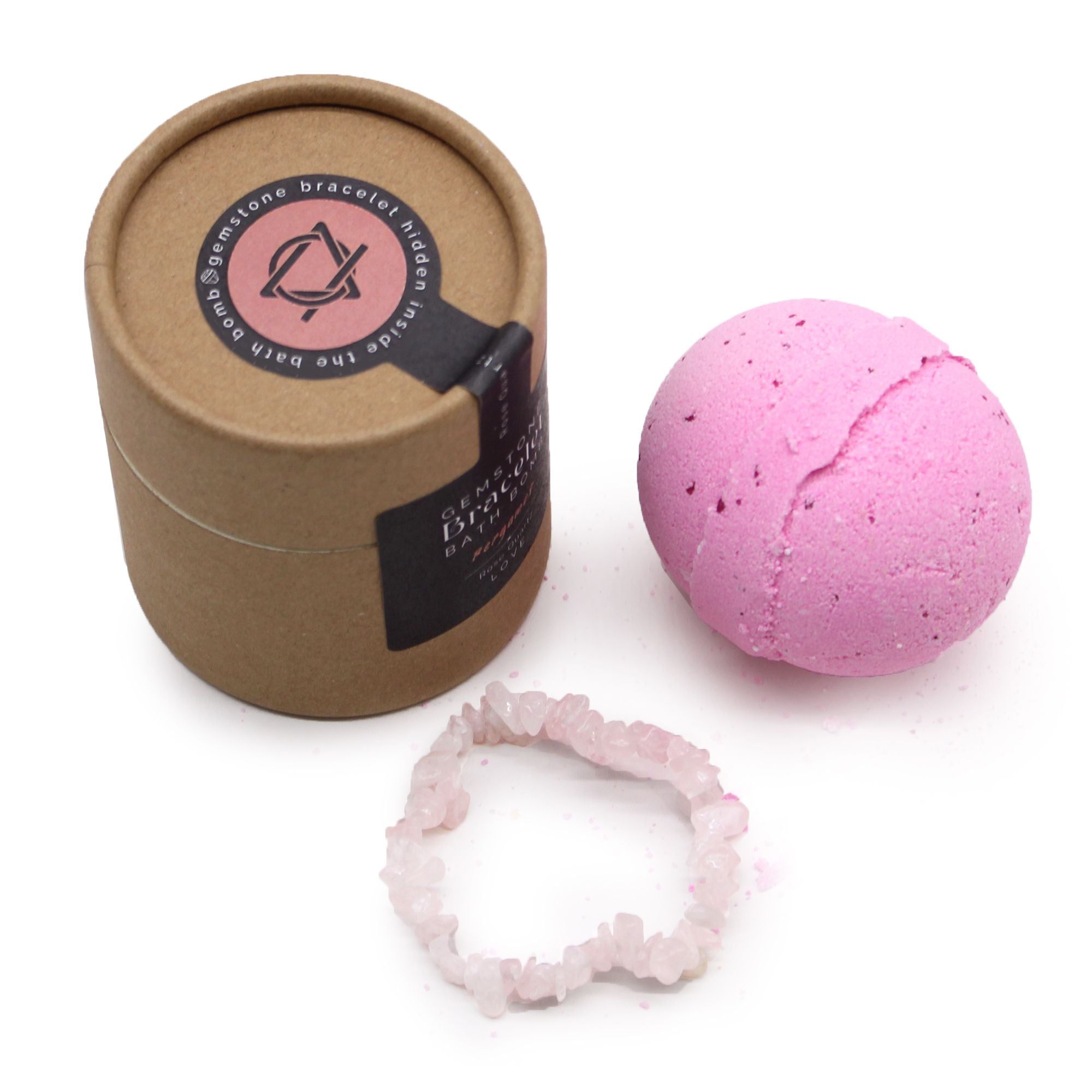 Bomba de Banho com Pulseira de Pedra Natural - Quartzo Rosa