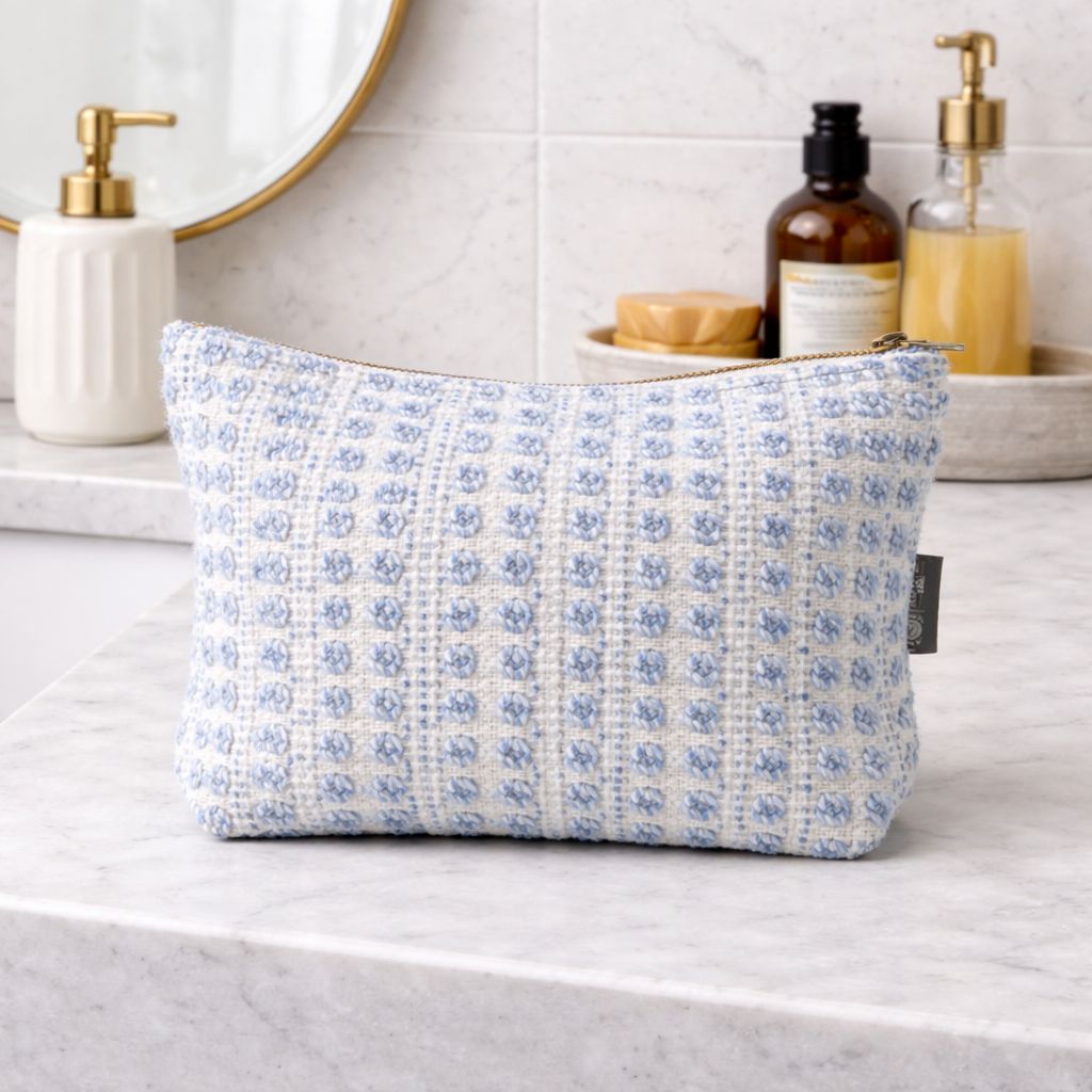 Necessaire em Tecido Jacquard Indiano - Tons Índigo