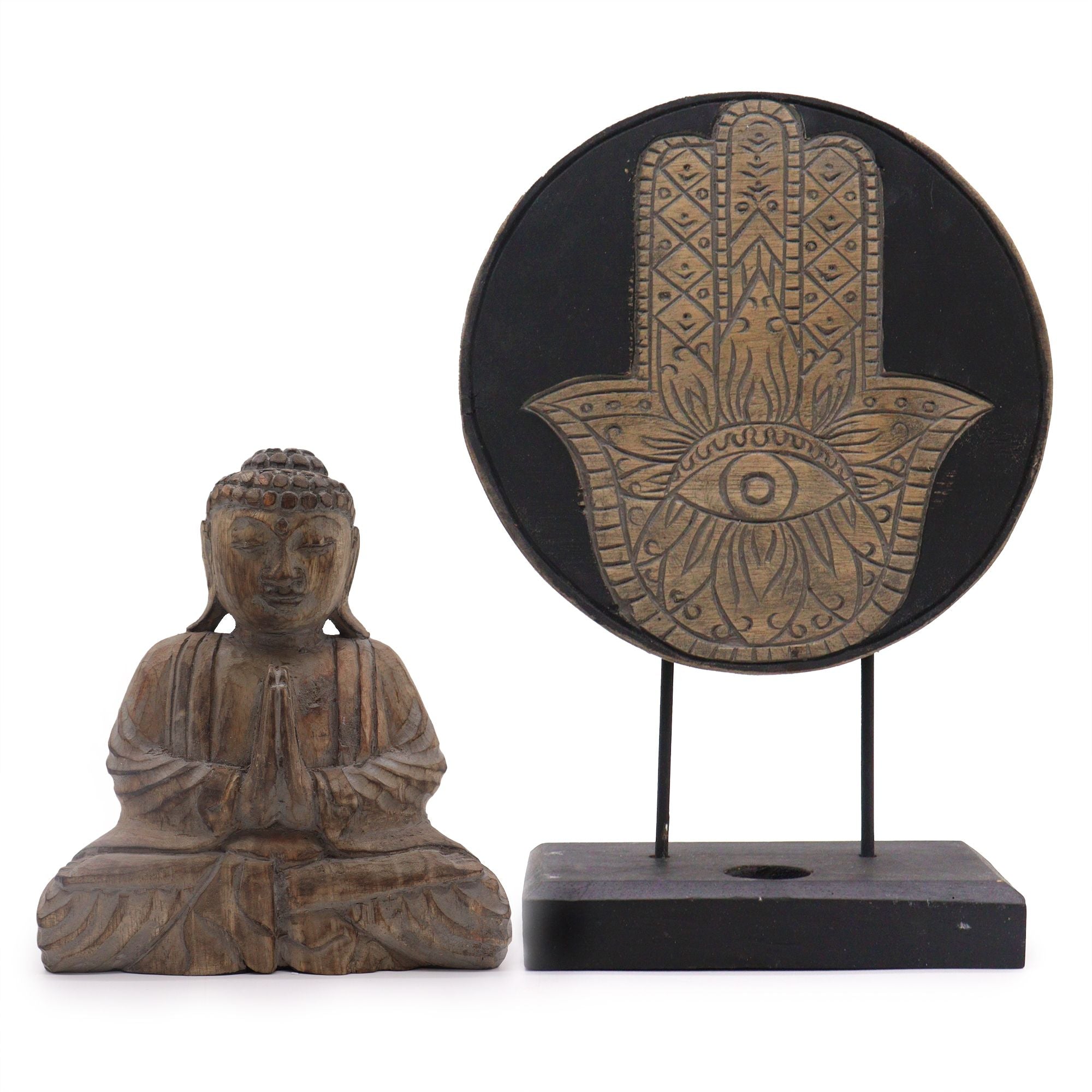 Conjunto Feng Shui Buda Hamsa Cinzento