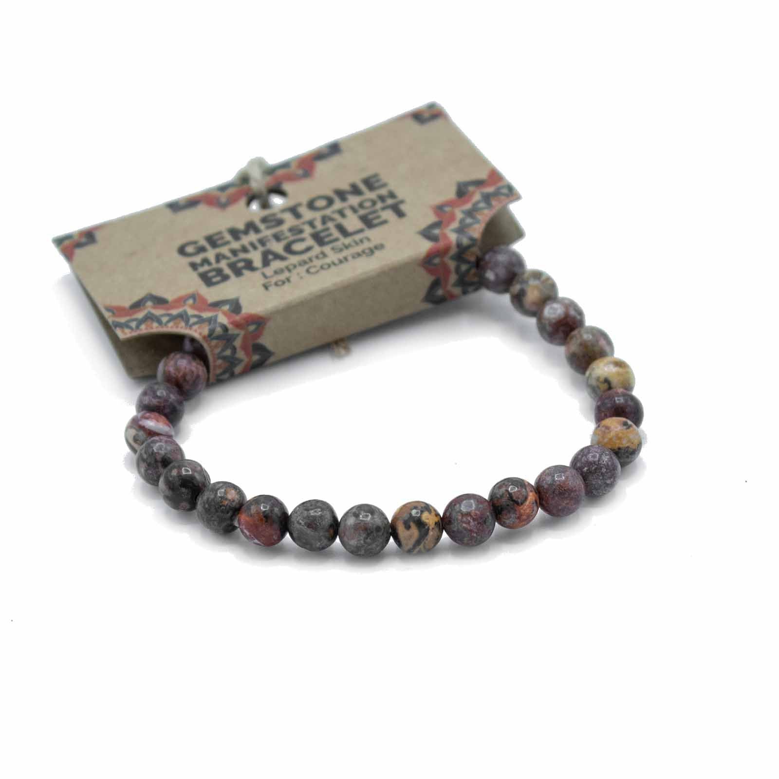 Natural Stone Manifestation Bracelet - Leopard Skin Jasper - Courage