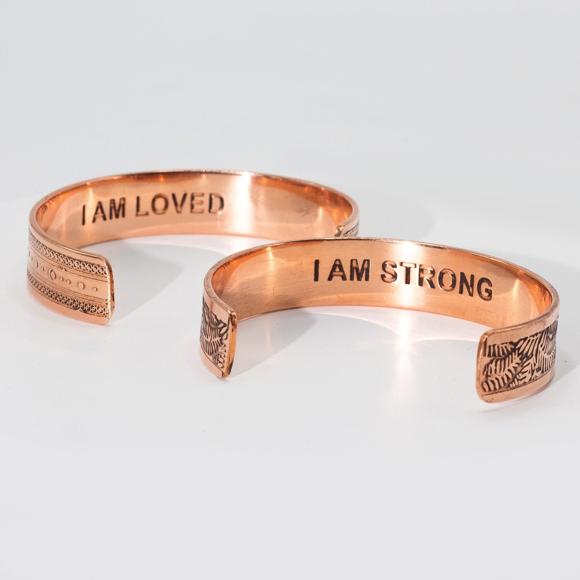 Solid Copper Bracelets with Affirmation Engravings (Assorted)