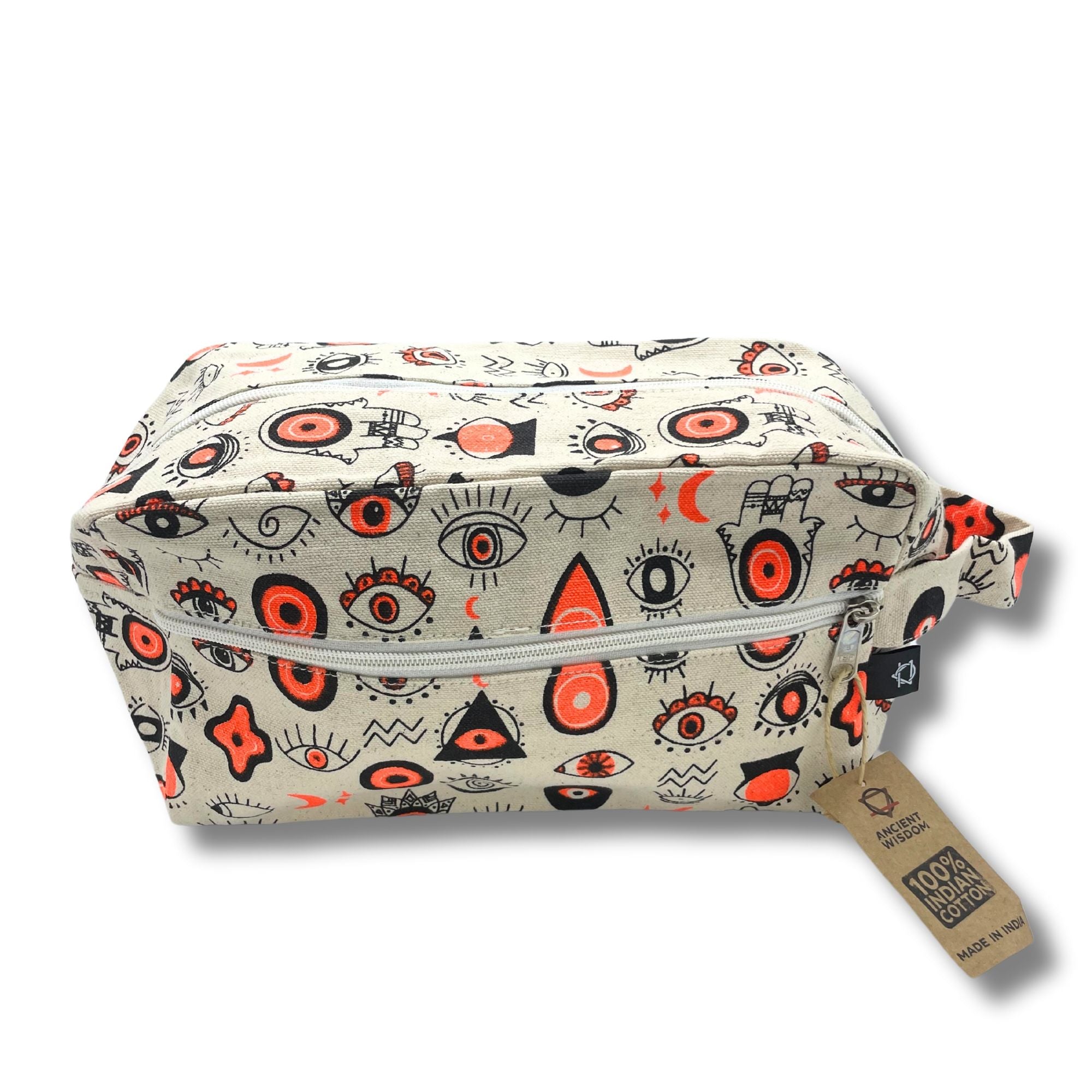 Necessaire média de lona de algodão com padrão de olhos