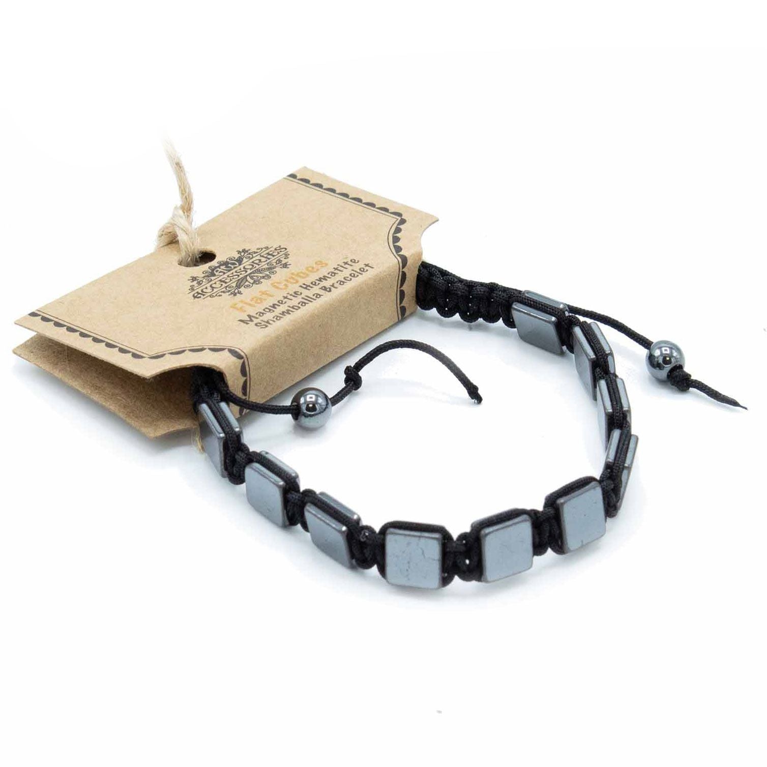 Magnetic Shamballa Bracelet in Hematite – Flat Cubes