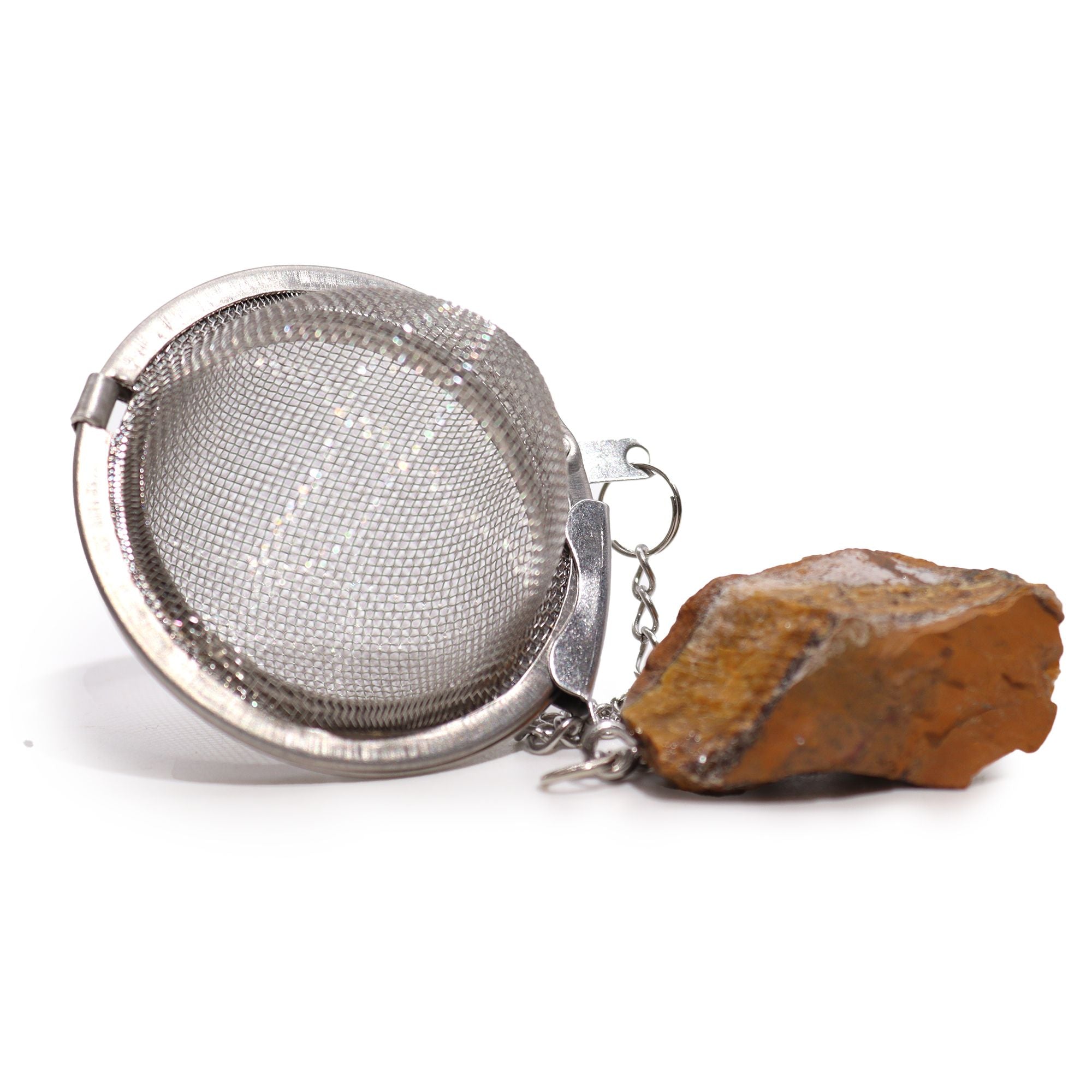 Infusor de Chá com Pedra Natural em Cristal Bruto – Olho de Tigre Dourado