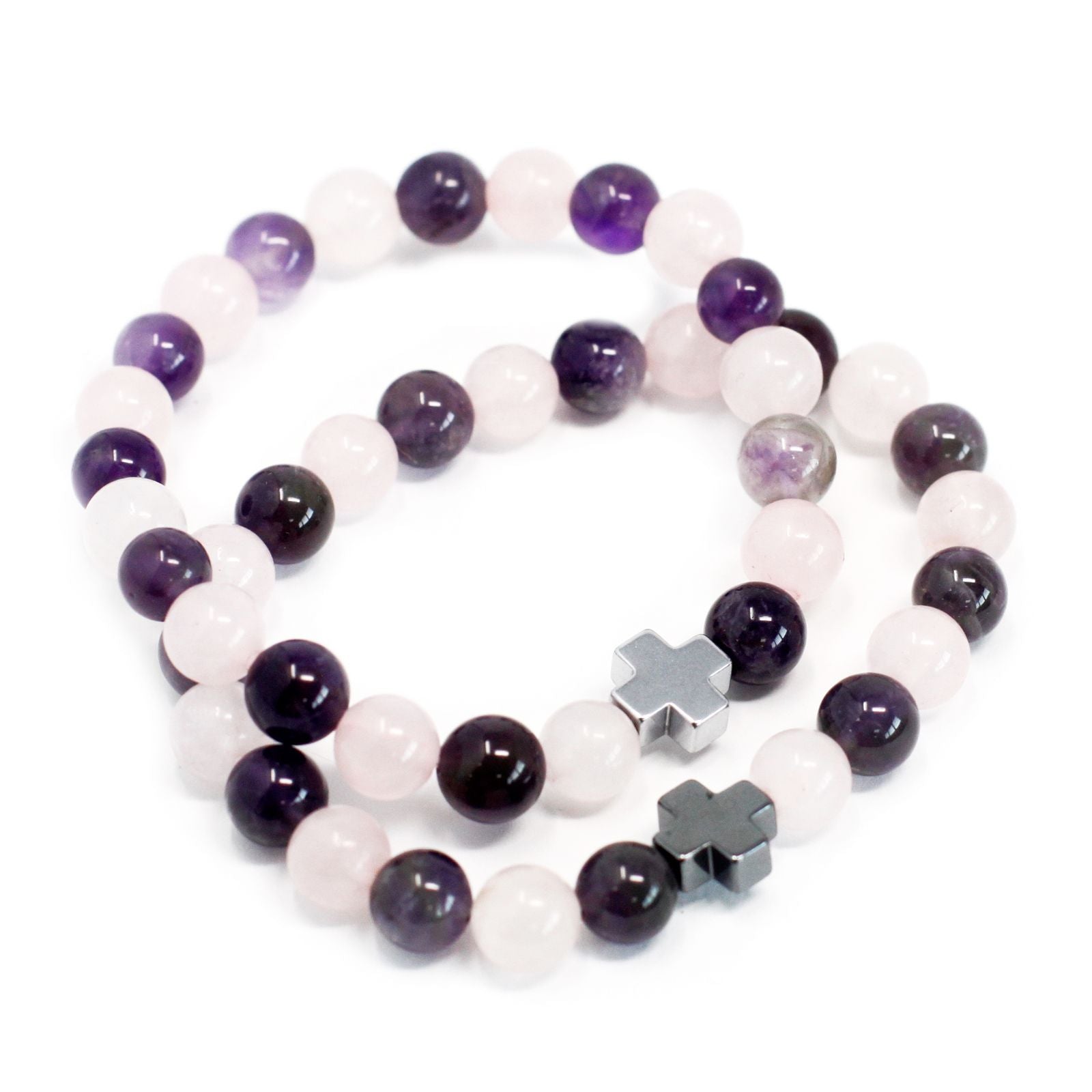 Set of 2 Natural Stone Bracelets - Love