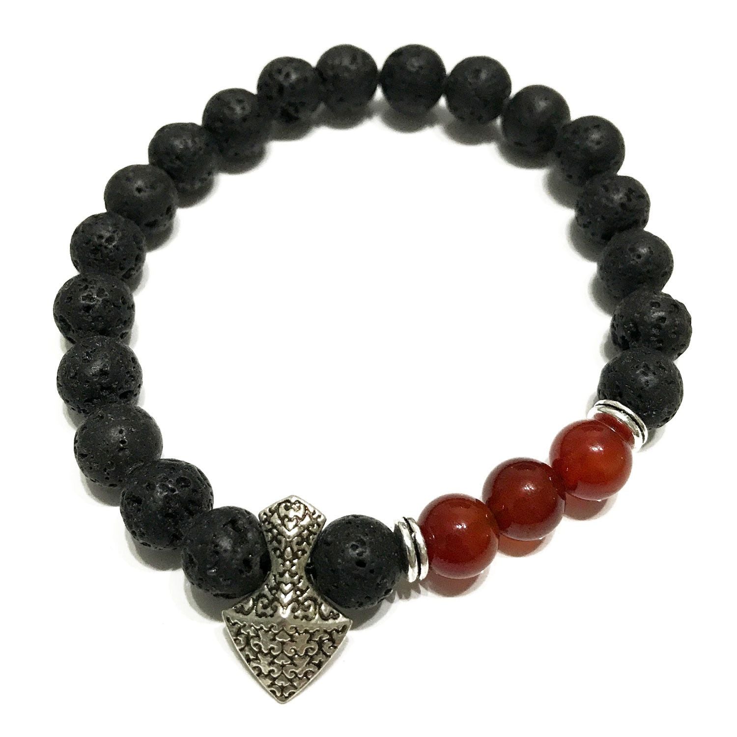 Pulseira em Pedra Lava – Machado – Cornalina
