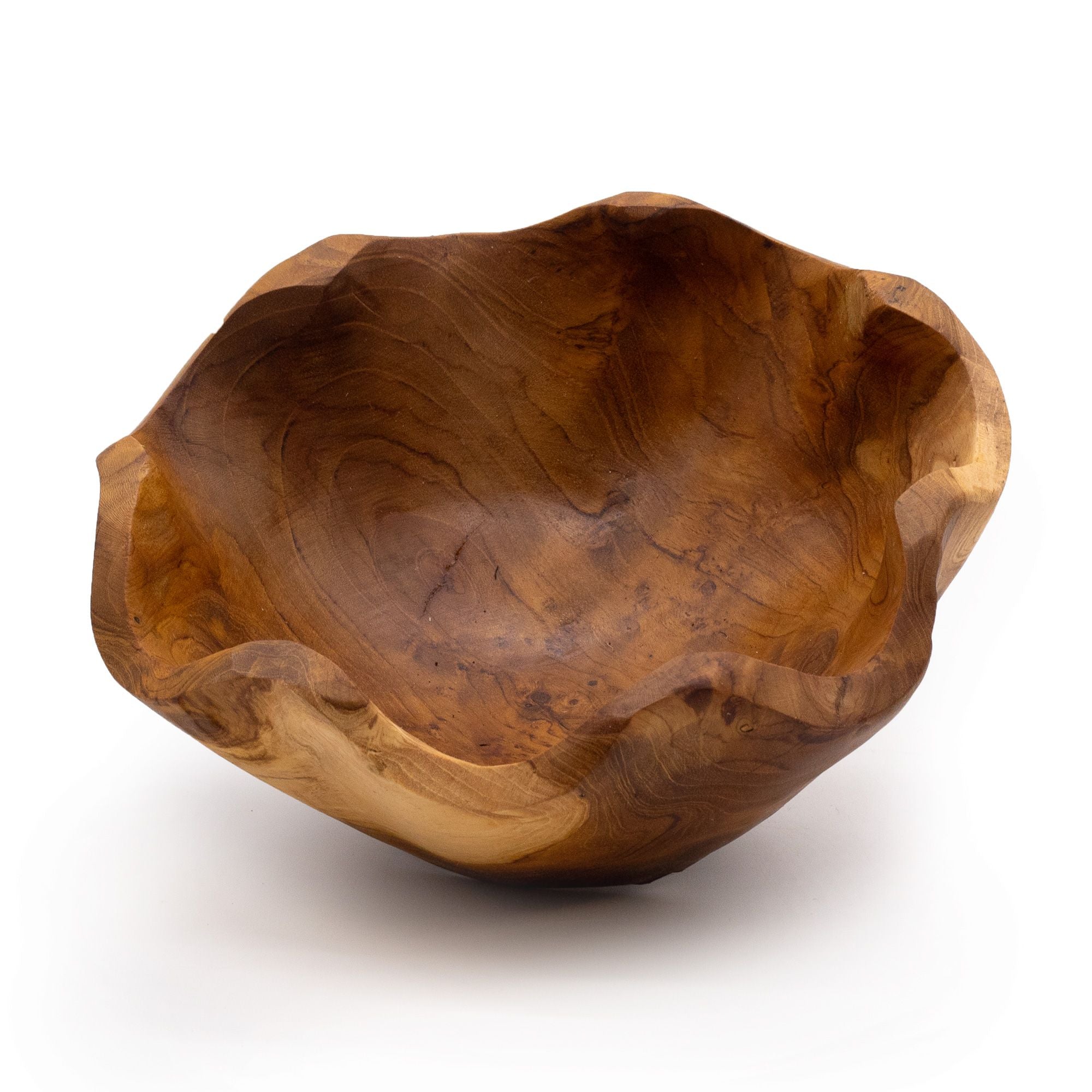 Frutero mediano de madera de teca lisa