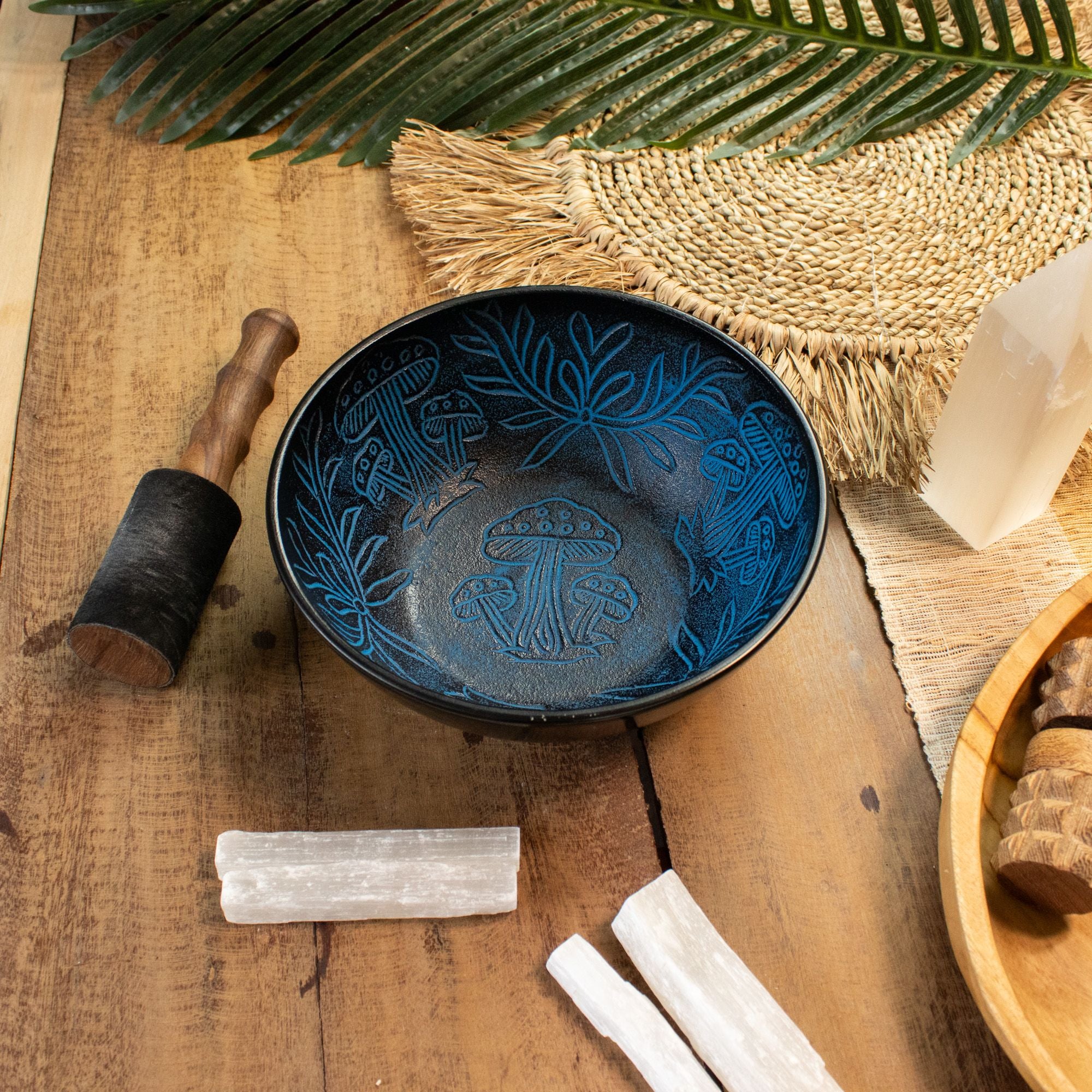 Cuenco Tibetano de Aluminio – Champiñón Mágico – Azul