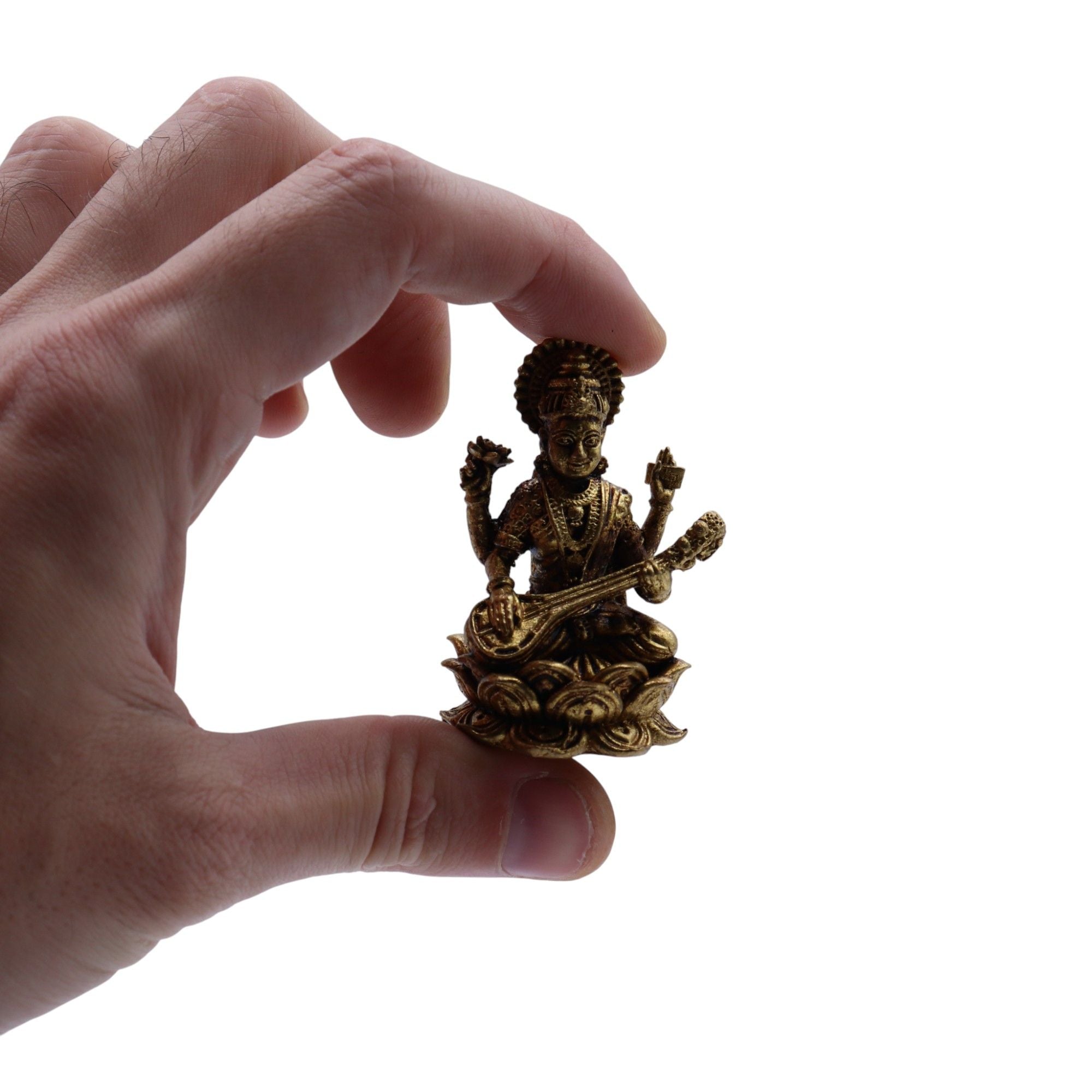 Deuses em Miniatura em Latão – Saraswati (52 g)
