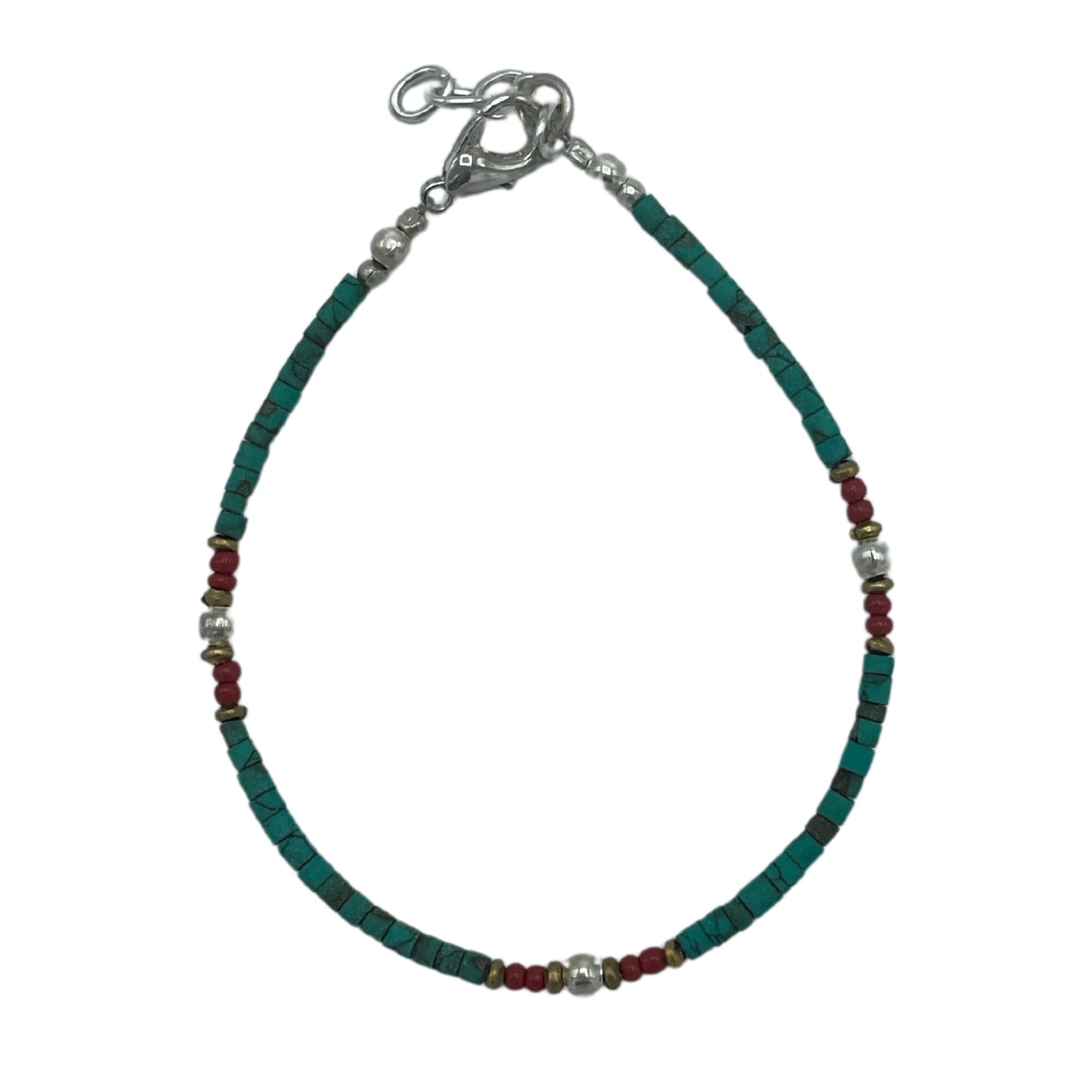 Pulseira Nepalesa de Gemas Extrafinas - Turquesa e Pedra