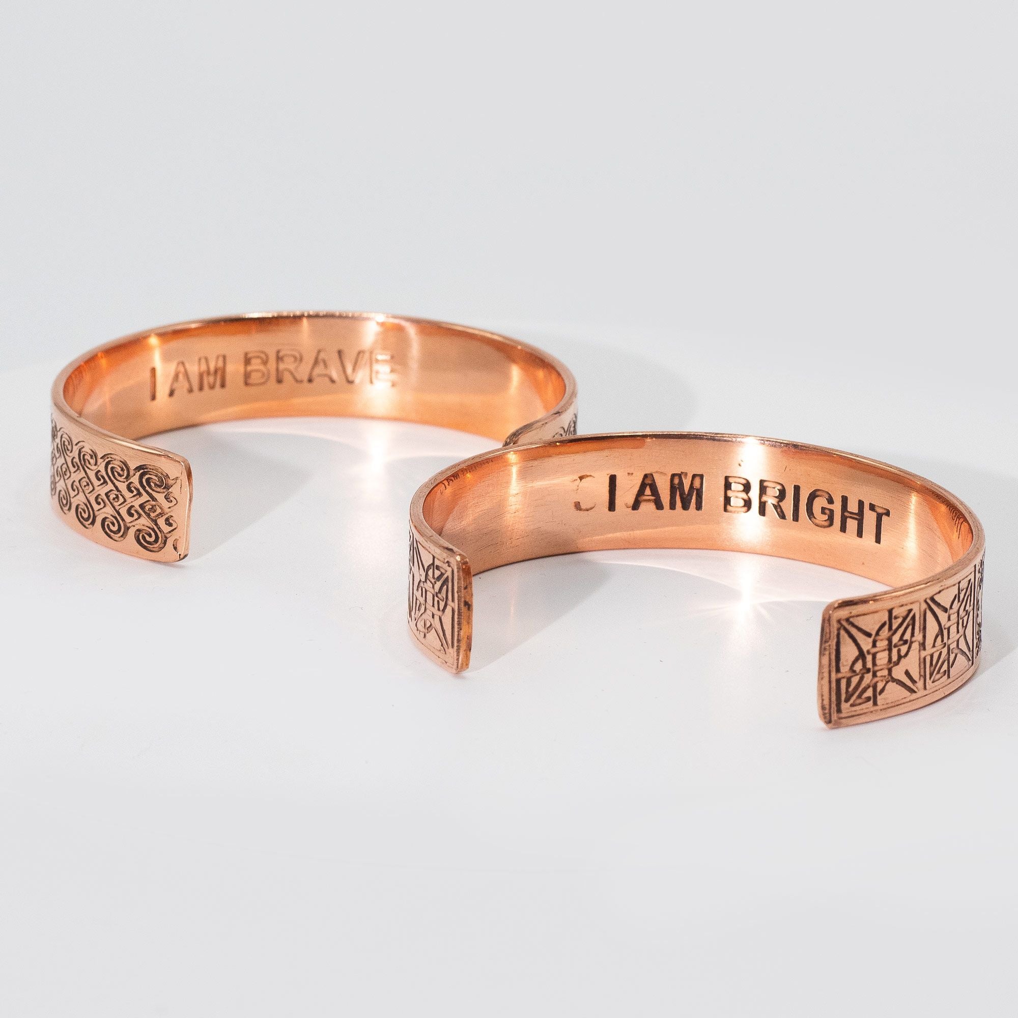 Solid Copper Bracelets with Affirmation Engravings (Assorted)