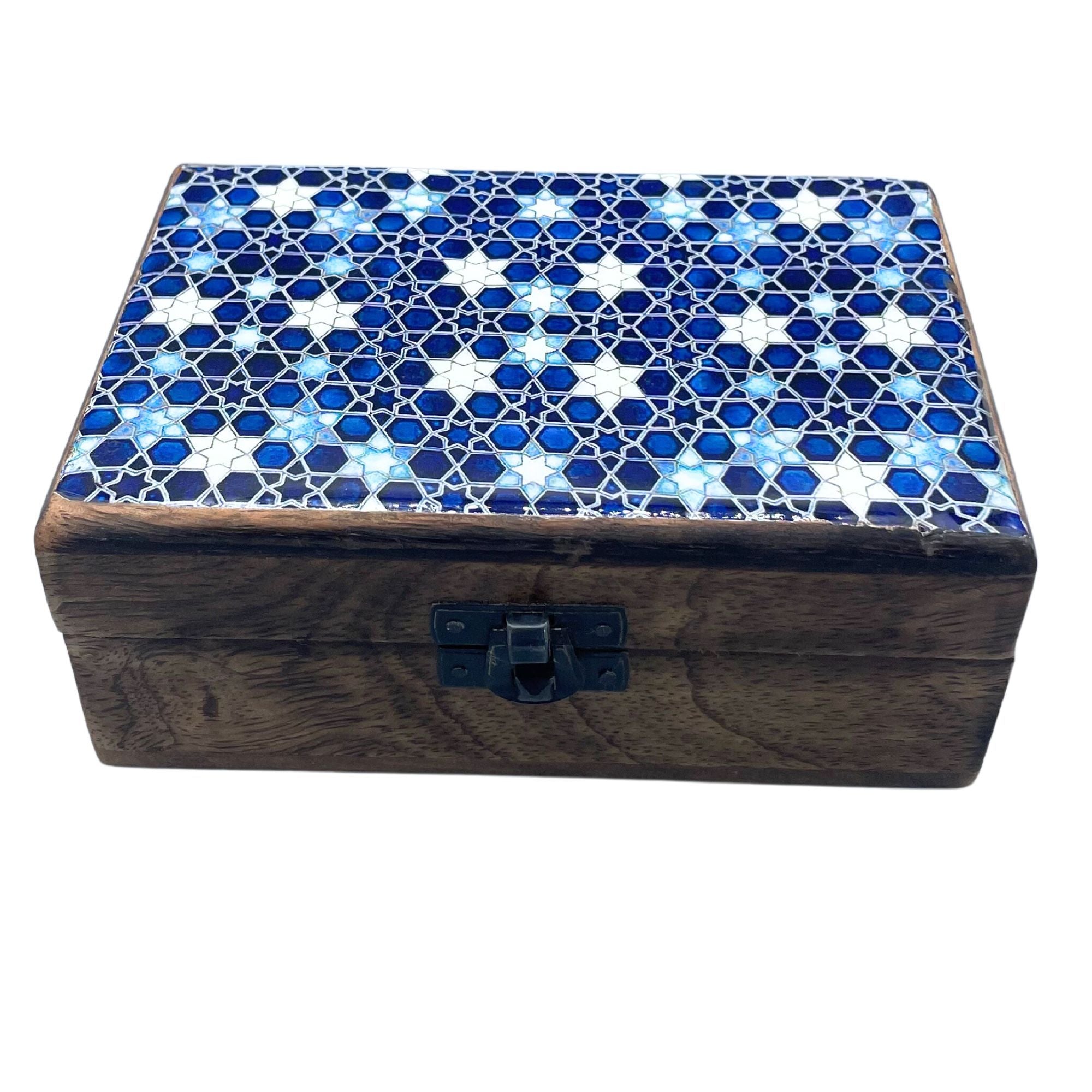 Caixa em Cerâmica Esmaltada – Estrelas Azuis