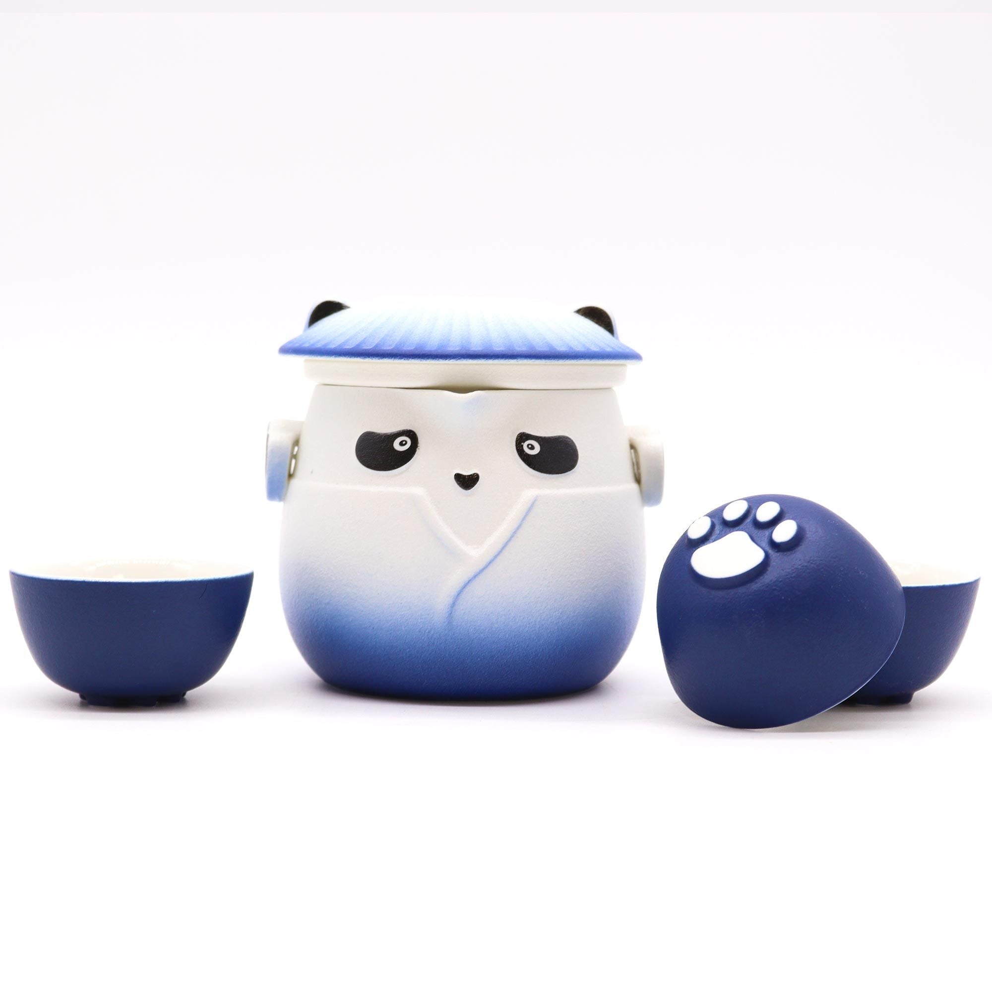 Conjunto de Bule Panda e Três Chávenas – Azul Céu