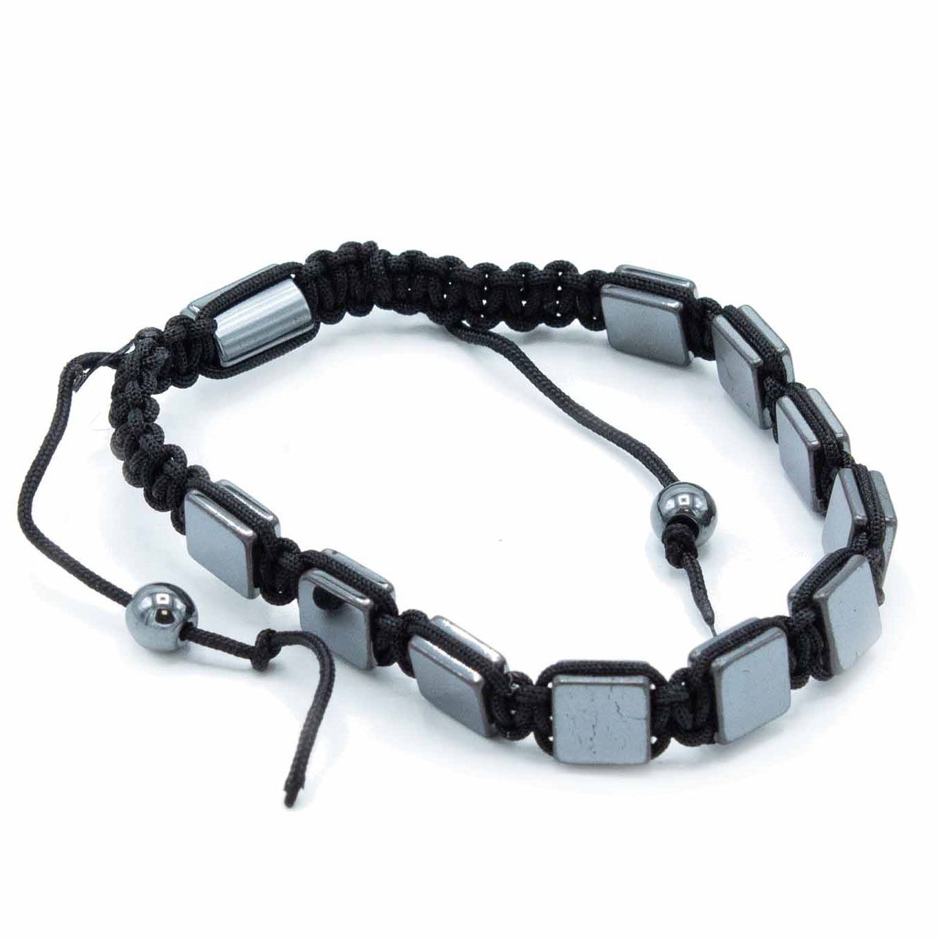 Magnetic Shamballa Bracelet in Hematite – Flat Cubes