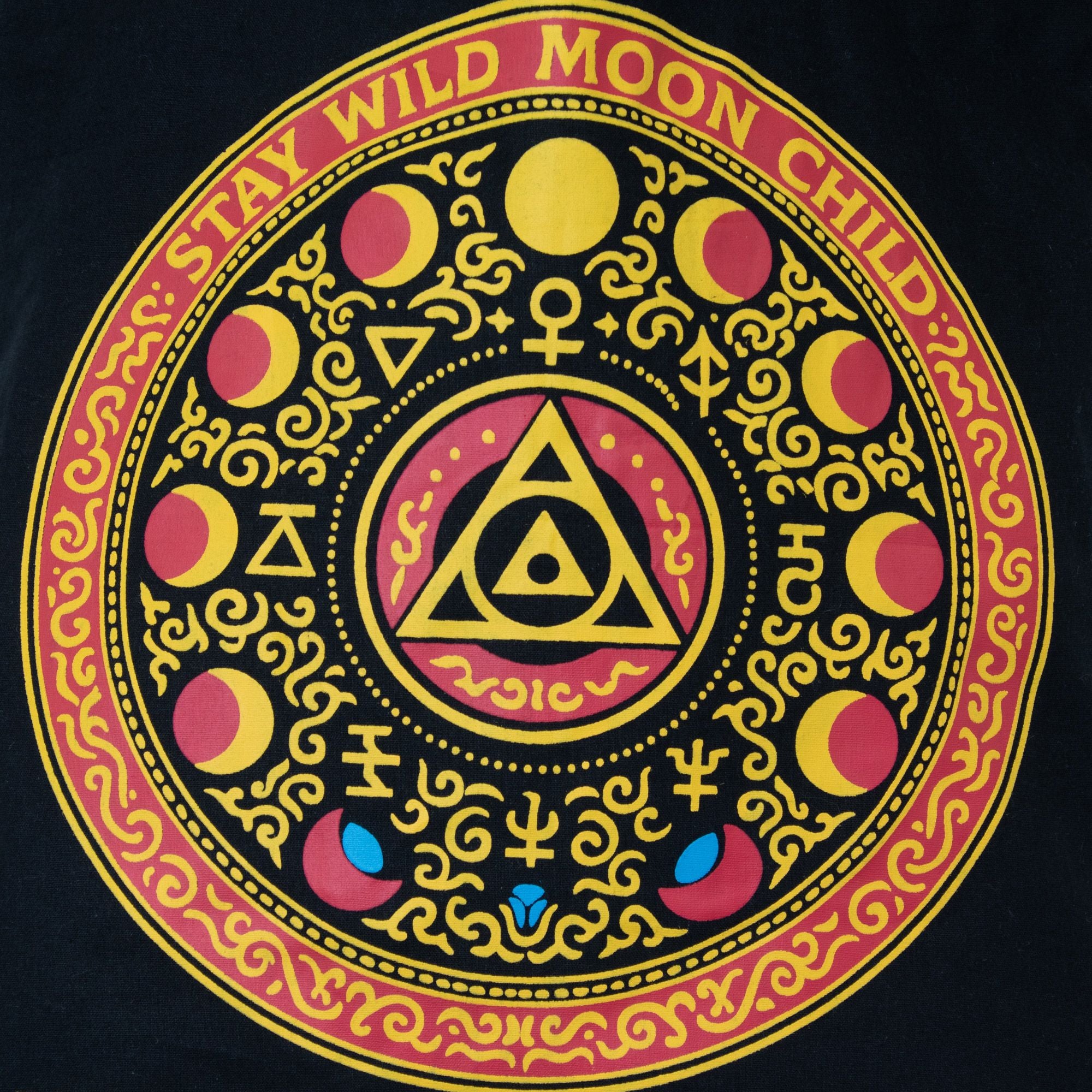 Iconic Classic Tote Bag - Lunar Alchemy Wheel - Black 6 oz