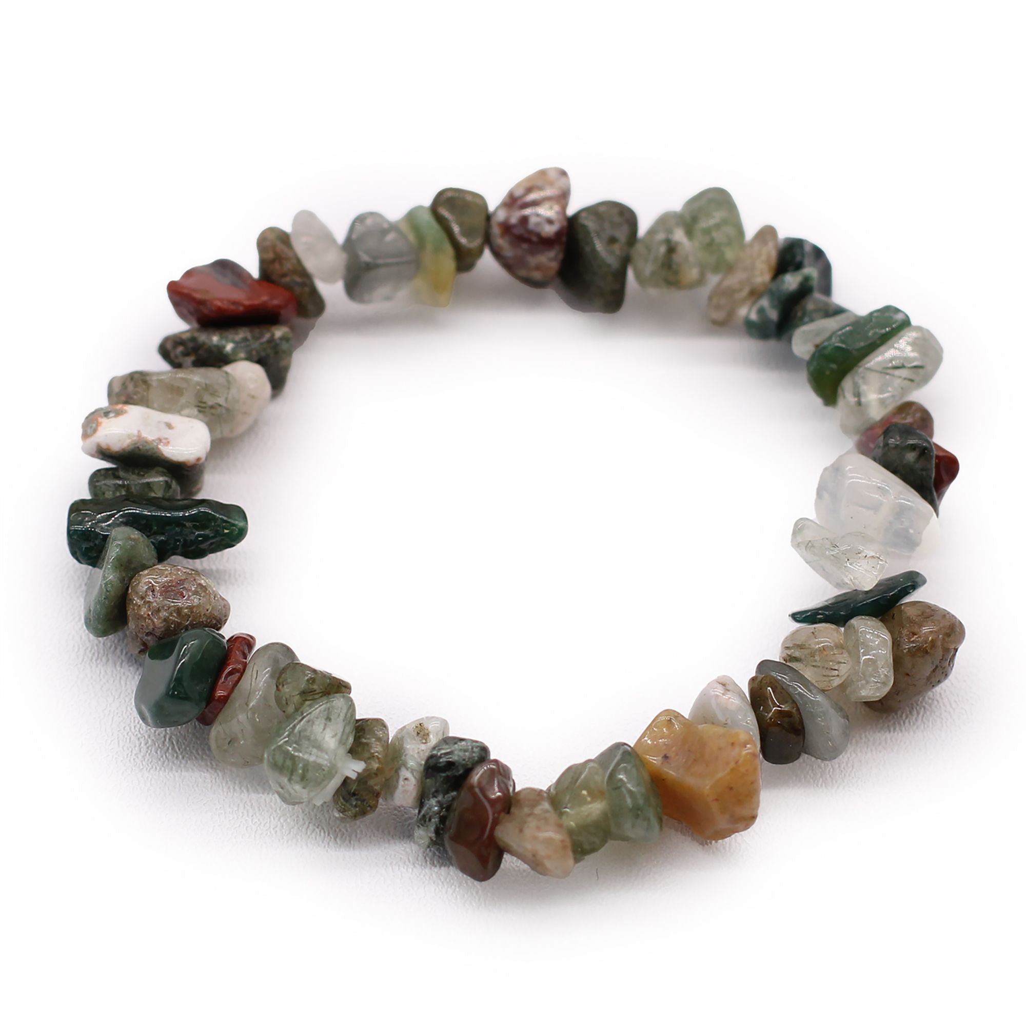 Natural Stone Chip Bracelet – Moss Agate