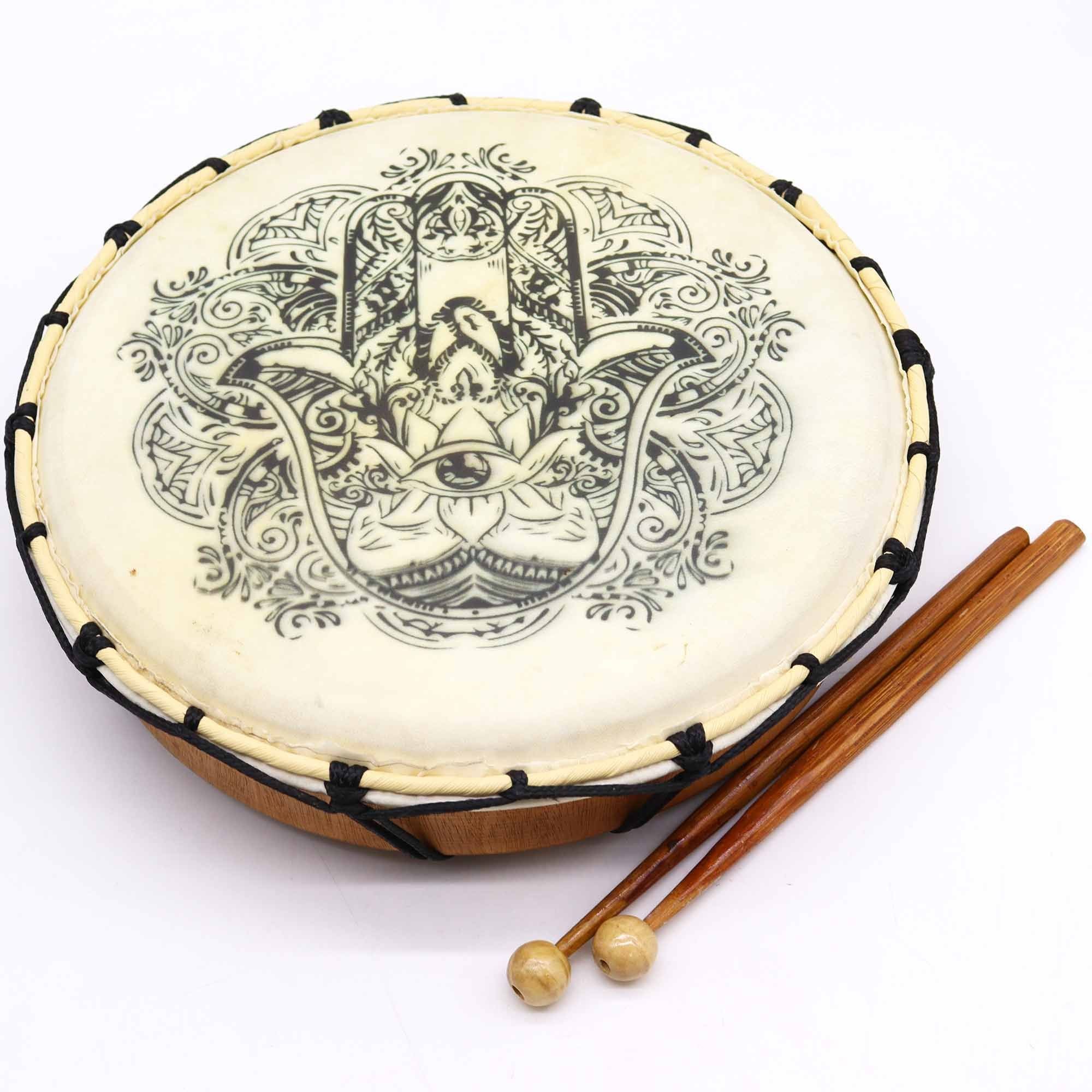 Tambor Xamânico Hamsa com Baqueta - 30 cm