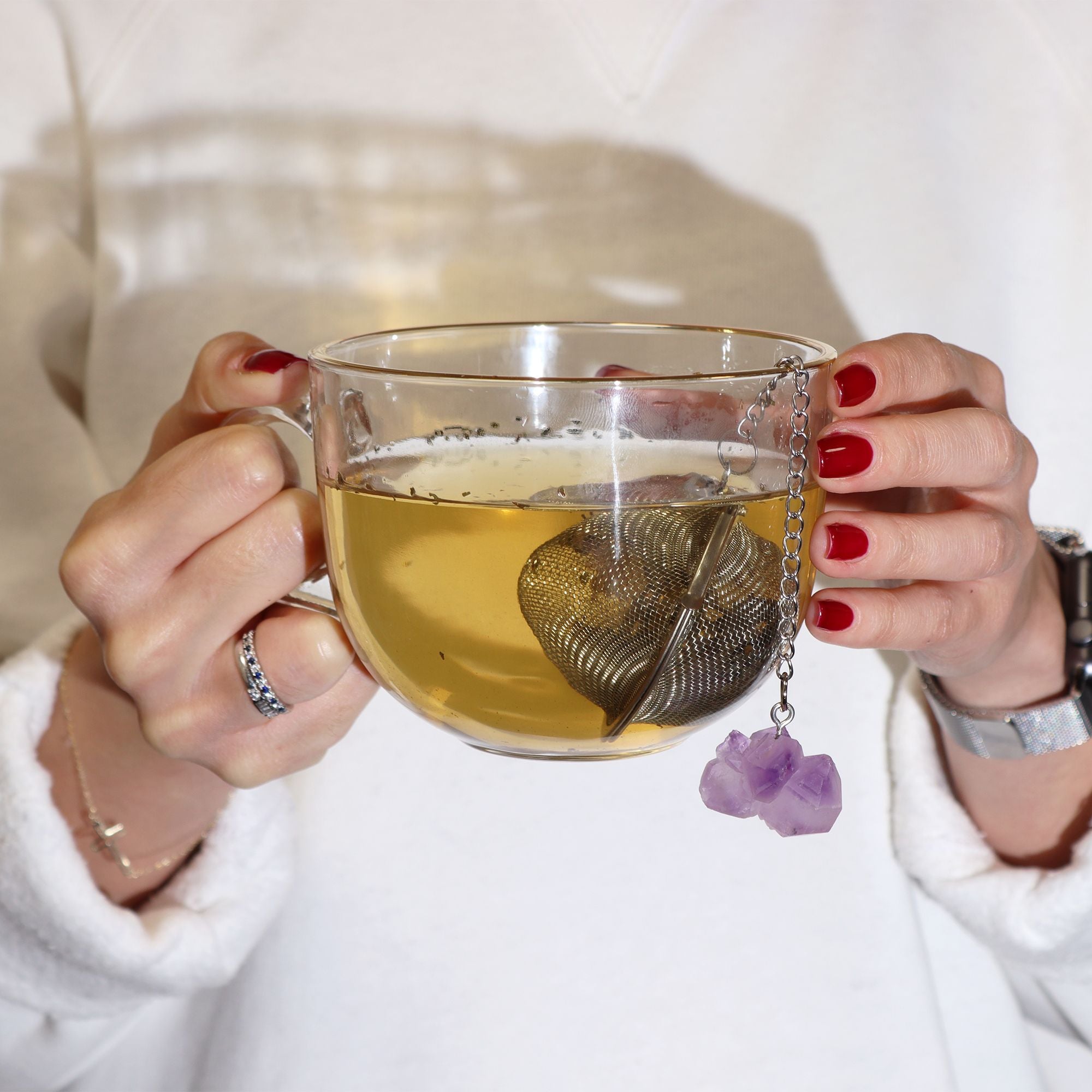 Infusor de Chá com Pedra Natural em Cristal Bruto – Cornalina