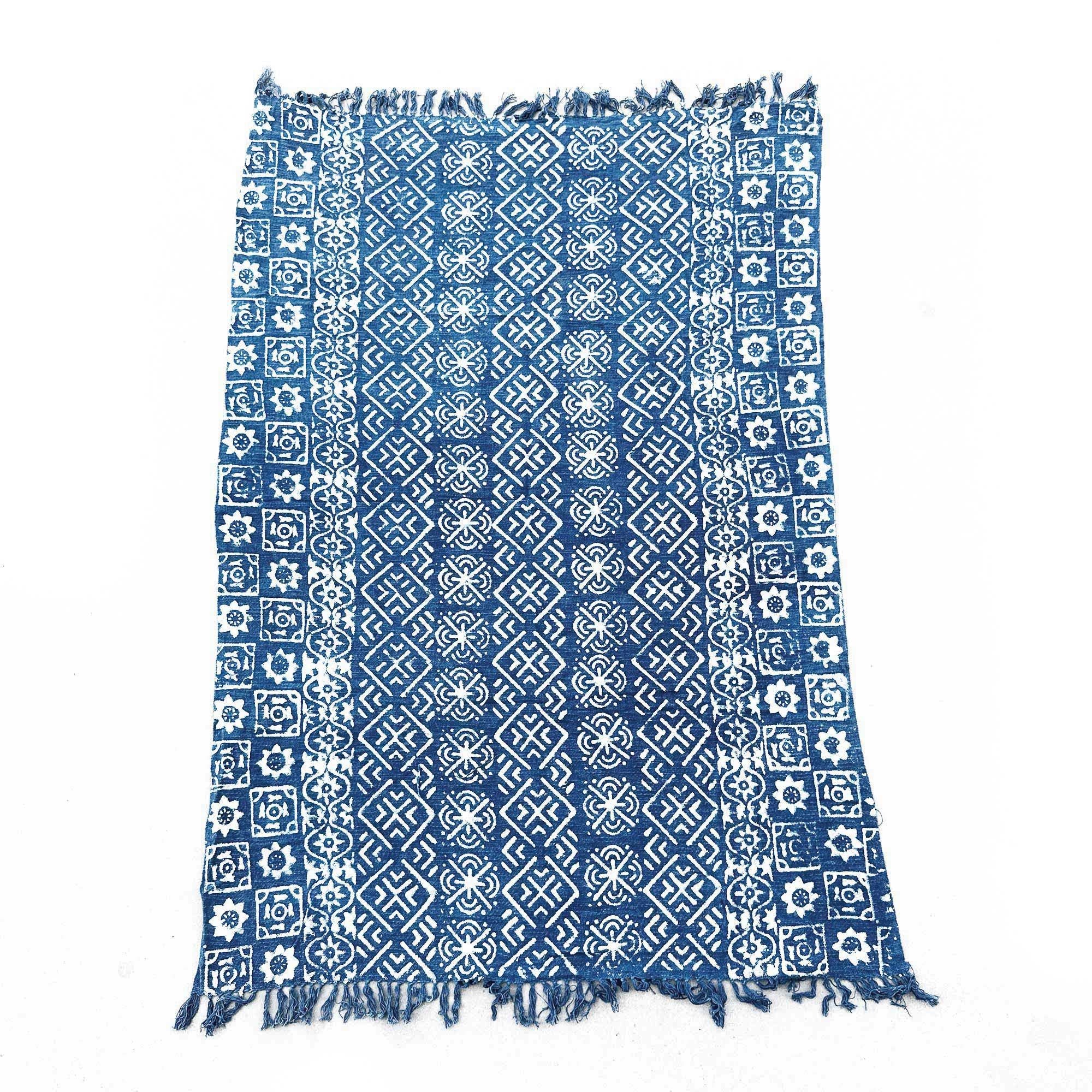 Manta Índigo Artesanal Desi Stripes