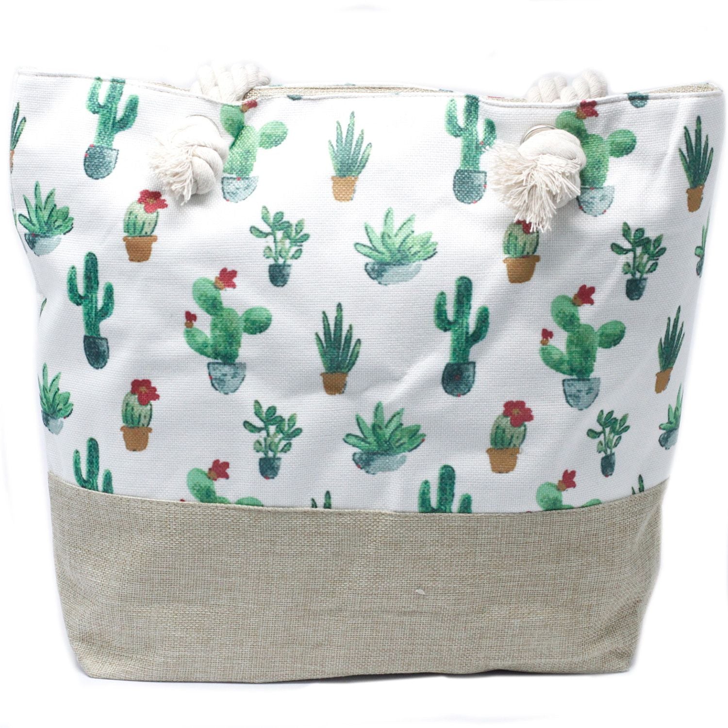 Bolsa shopper com alça de corda - Mini Cacto