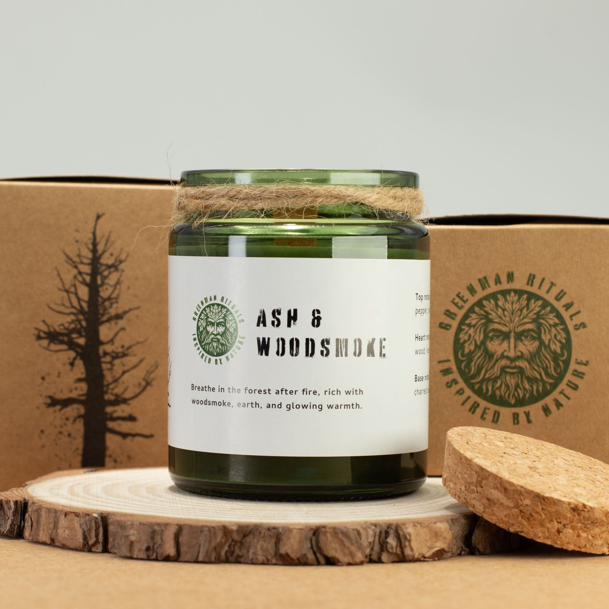 Vela de Soja Greenman Woodwick Cinza e Fumo de Madeira