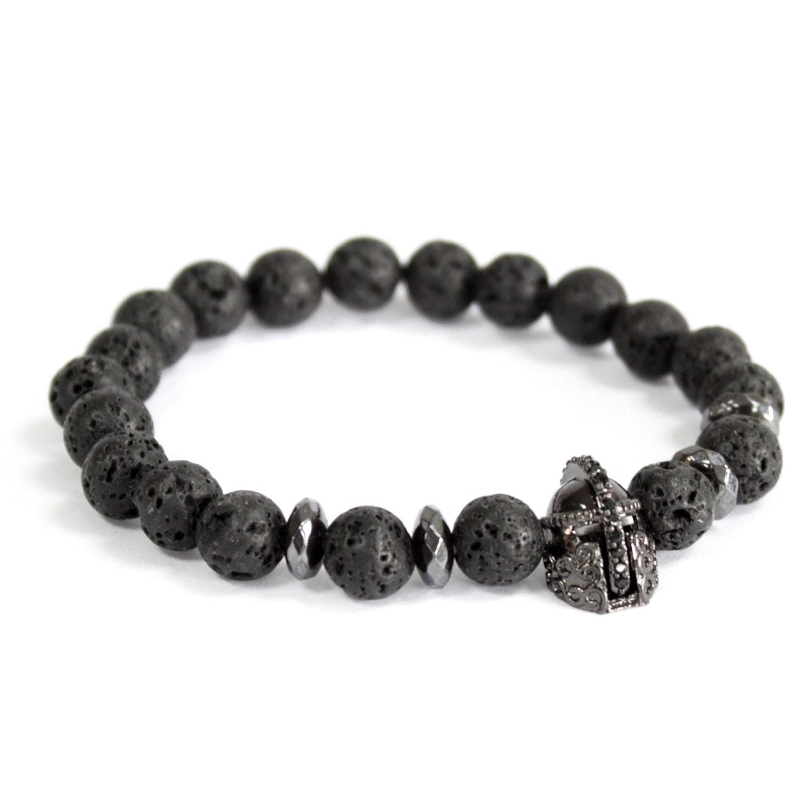 Lava Stone Bracelet with Knight's Helmet
